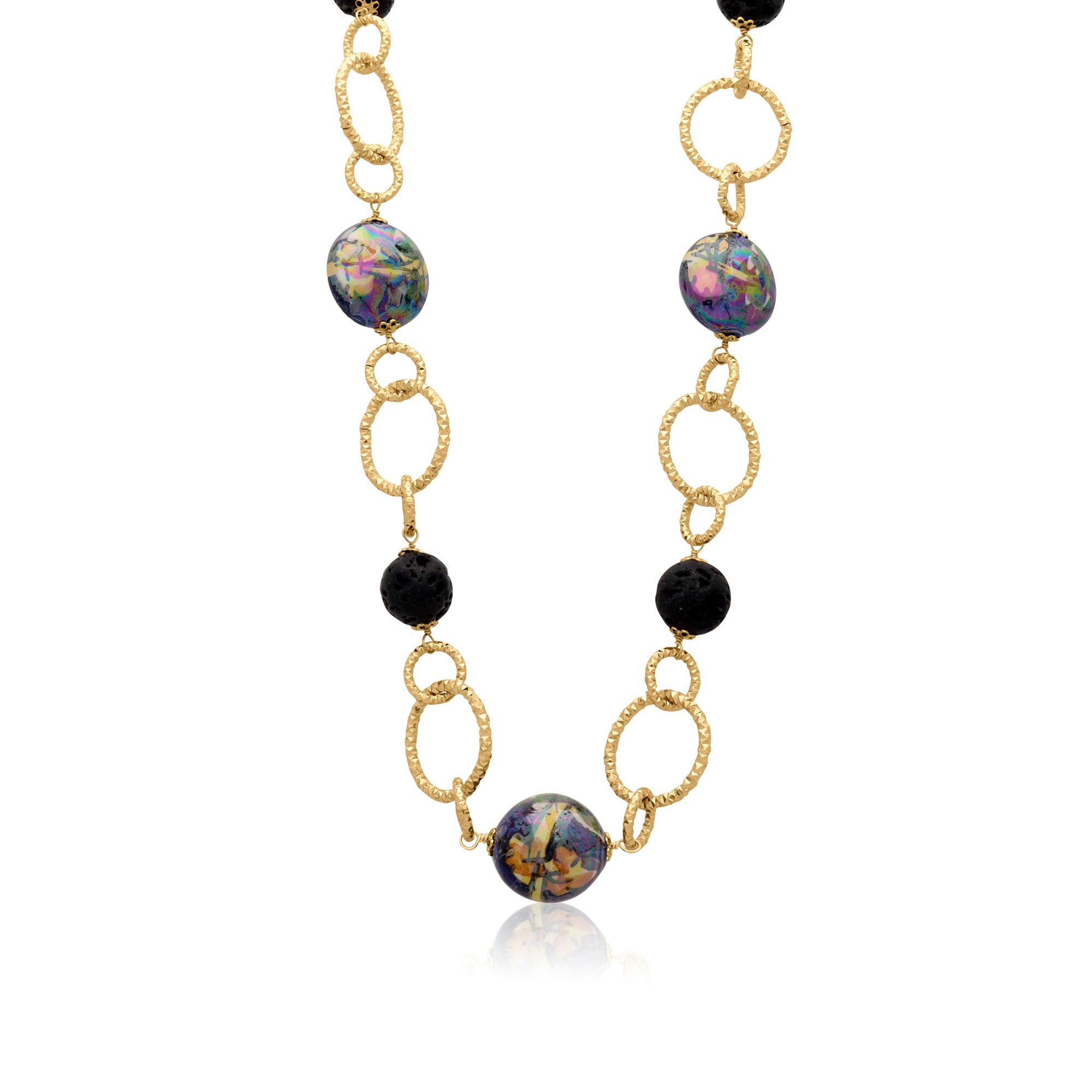 Collana Etna in ottone e ceramica - LE PERLE DI CALTAGIRONE