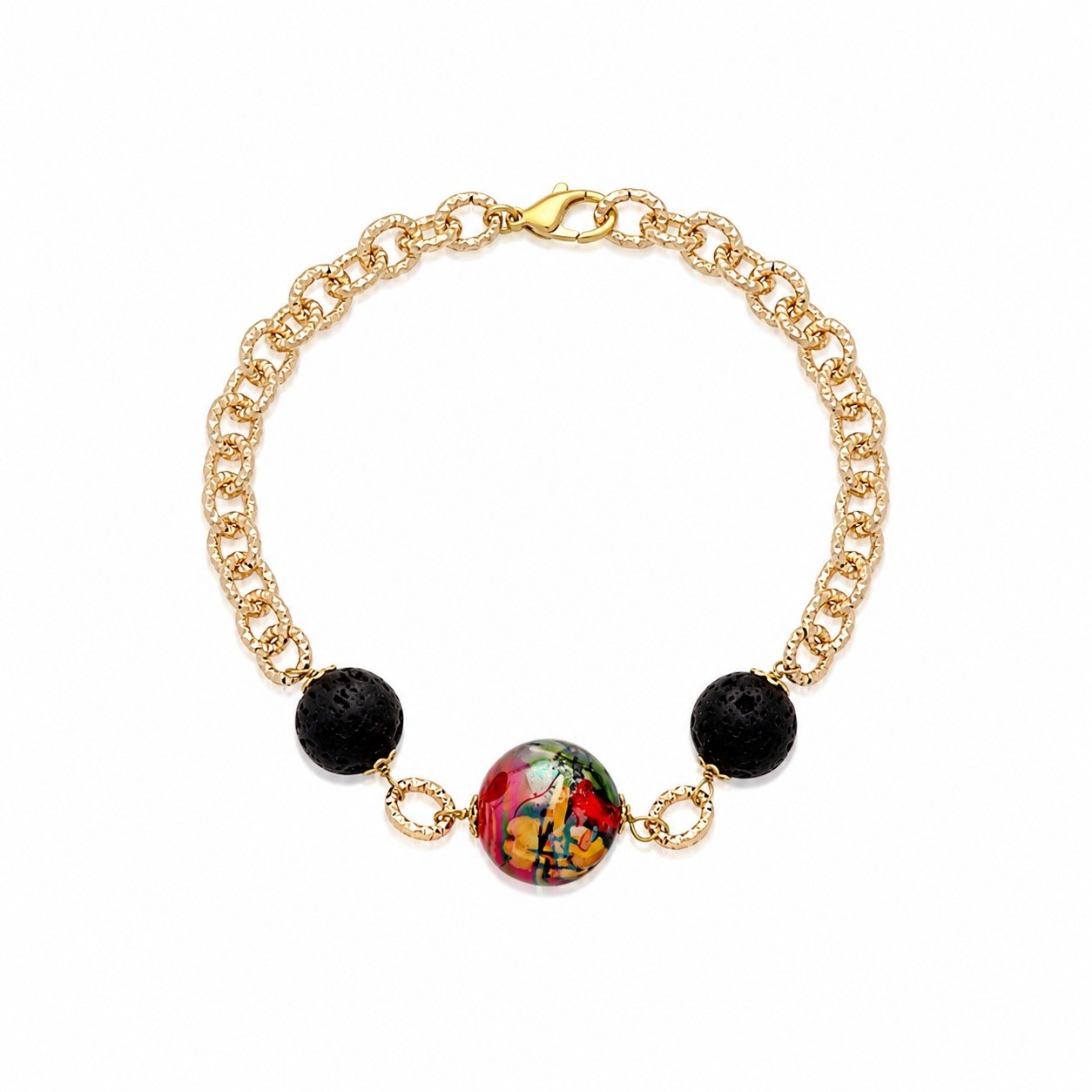 Pulsera Vesta en lat&oacute;n y cer&aacute;mica - LE PERLE DI CALTAGIRONE
