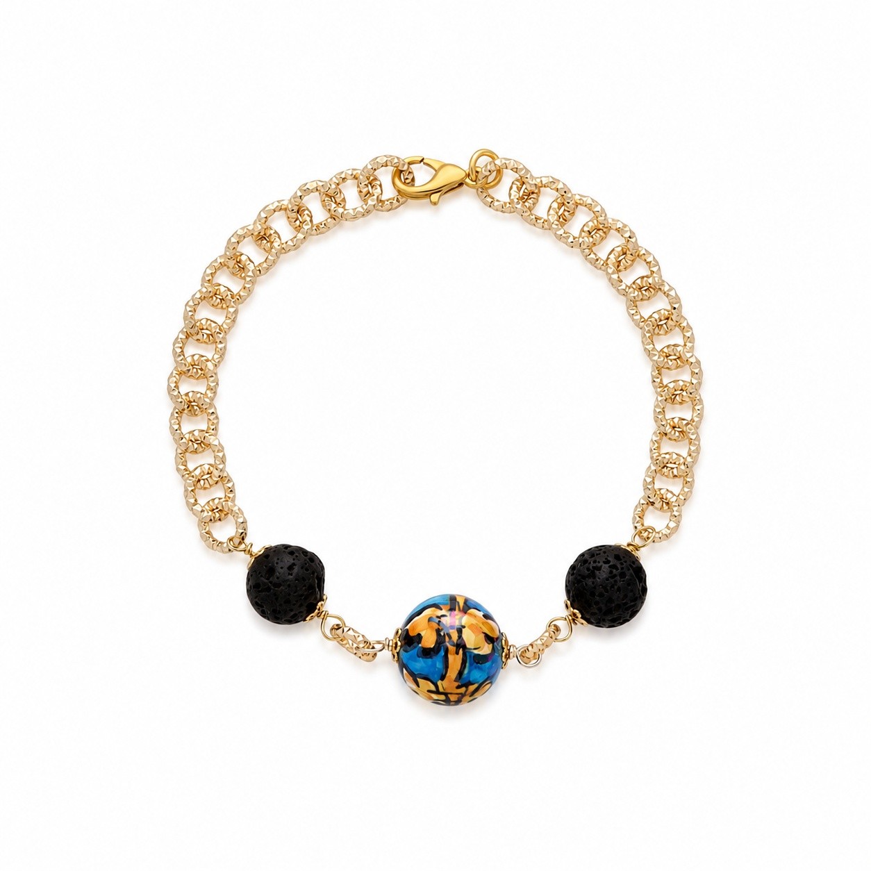 Pulsera Vesta en lat&oacute;n y cer&aacute;mica - LE PERLE DI CALTAGIRONE