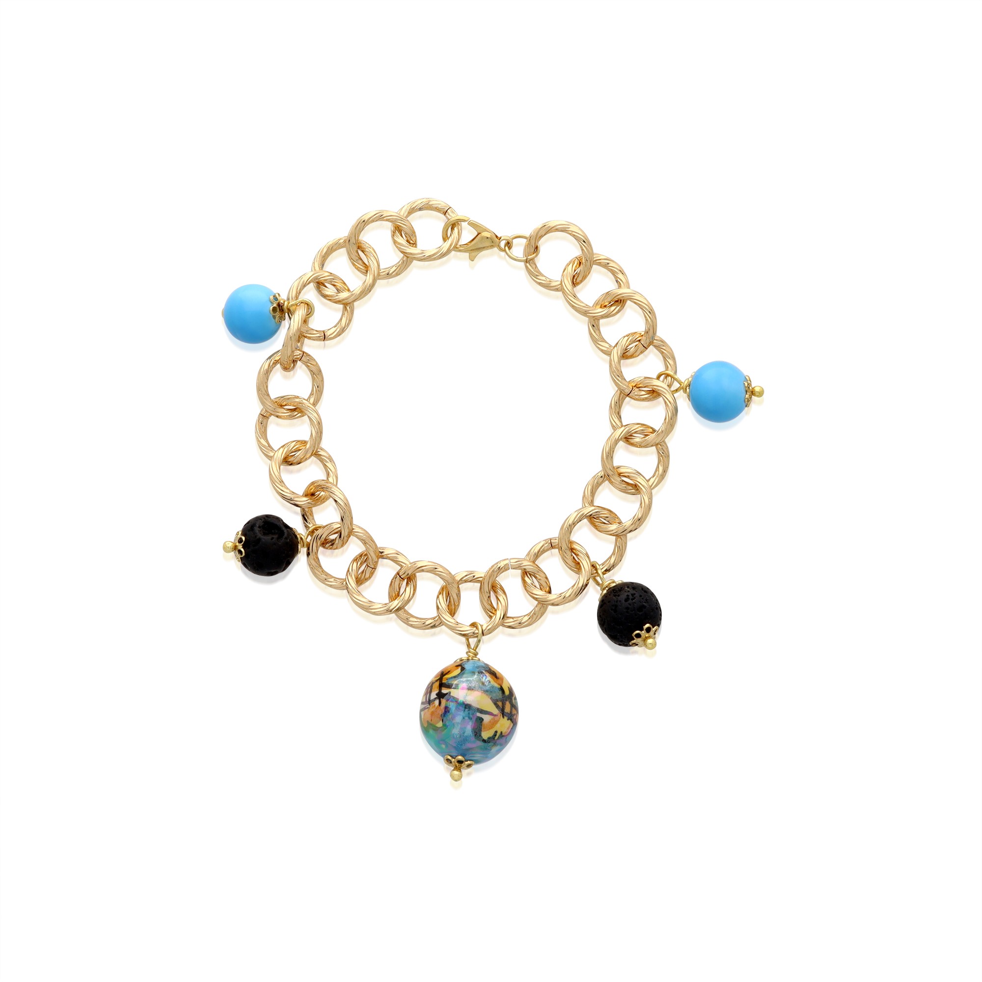 Pulsera Hera en lat&oacute;n y cer&aacute;mica - LE PERLE DI CALTAGIRONE