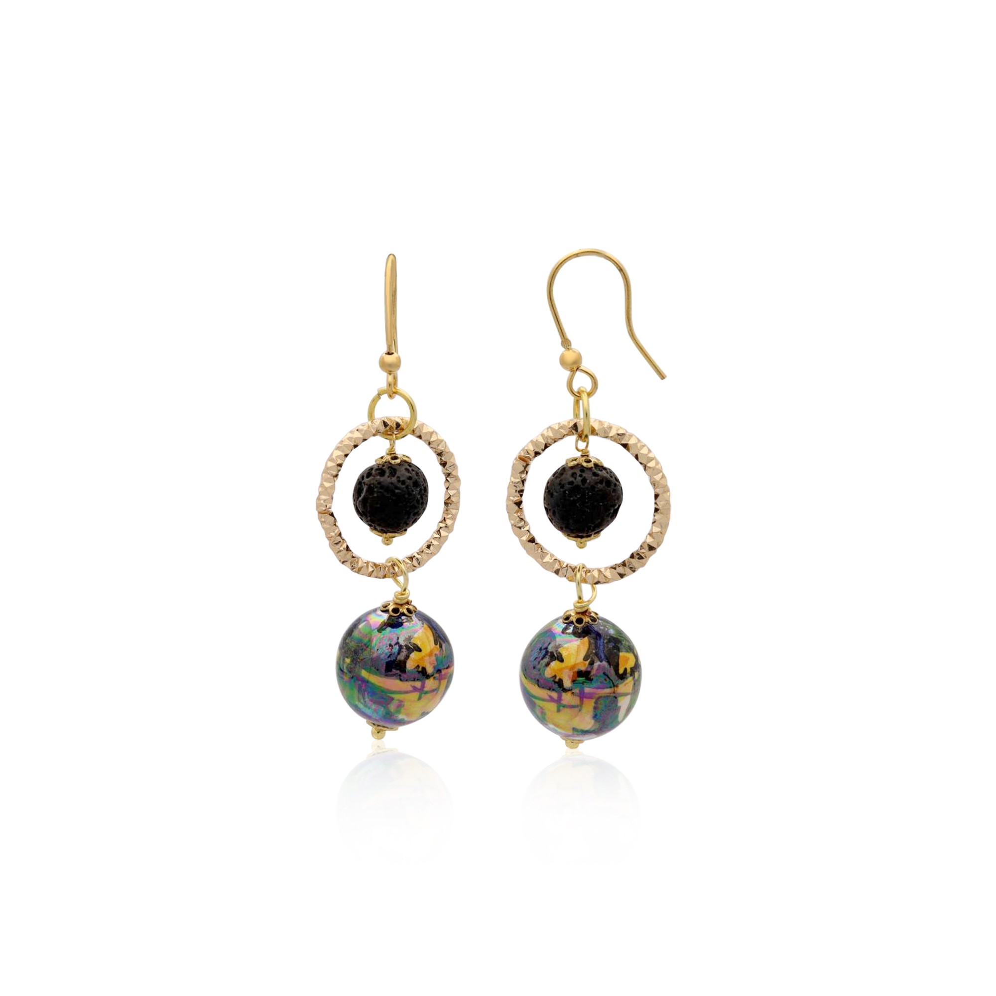 Hera earrings in brass and ceramic - LE PERLE DI CALTAGIRONE
