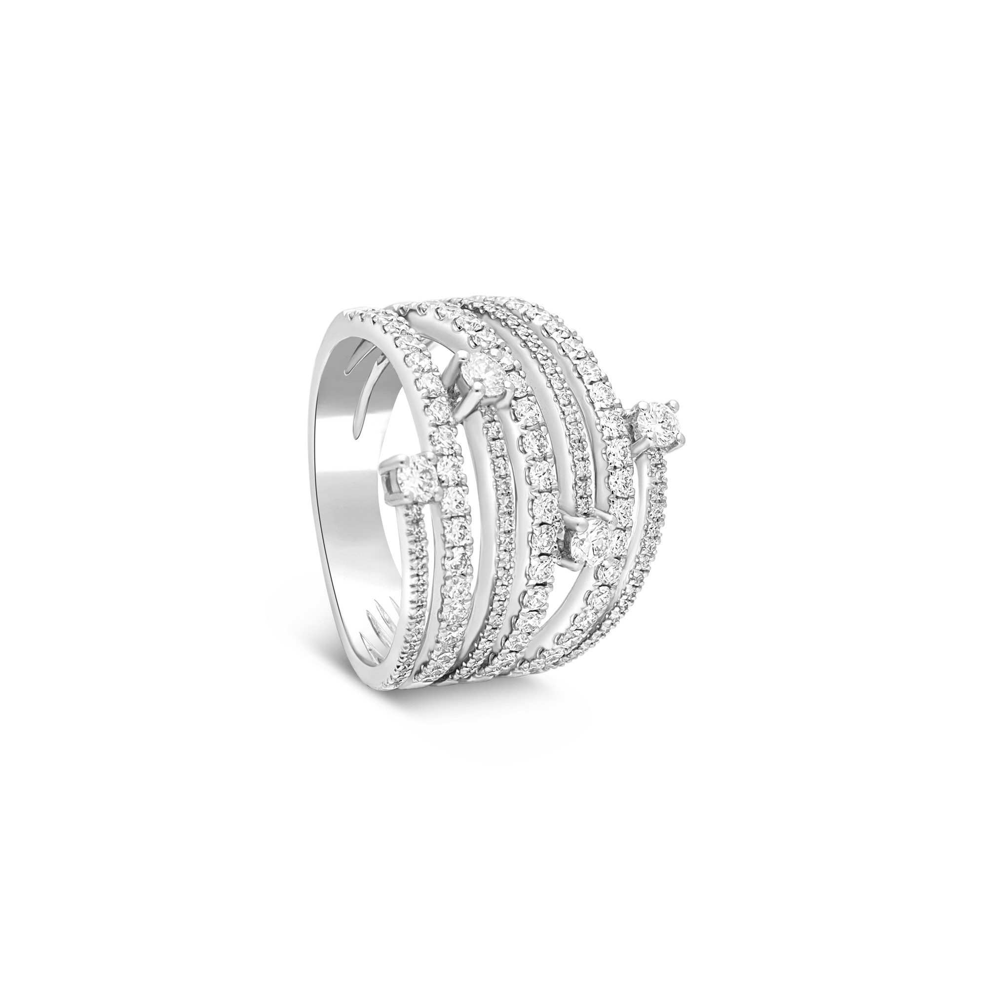18 kt white gold band ring diamonds 0.96 ct size 15 Alfieri & St. John - ALFIERI & ST. JOHN