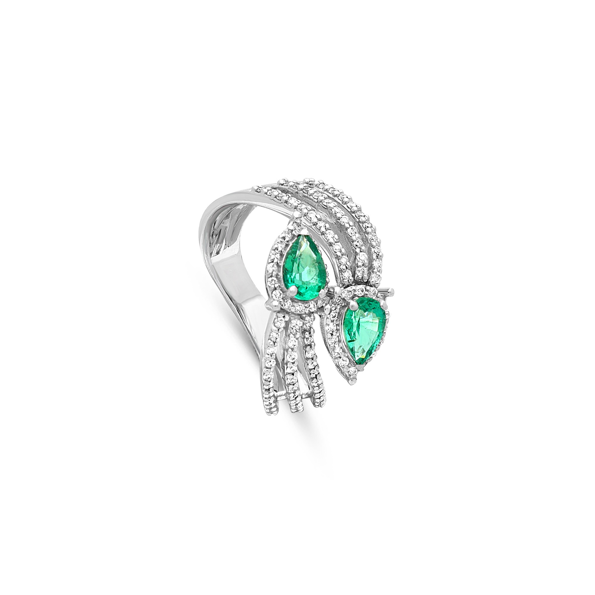 18kt white gold ring diamonds 0.5ct emerald 1.2ct size 15 Alfieri & St. John - ALFIERI & ST. JOHN