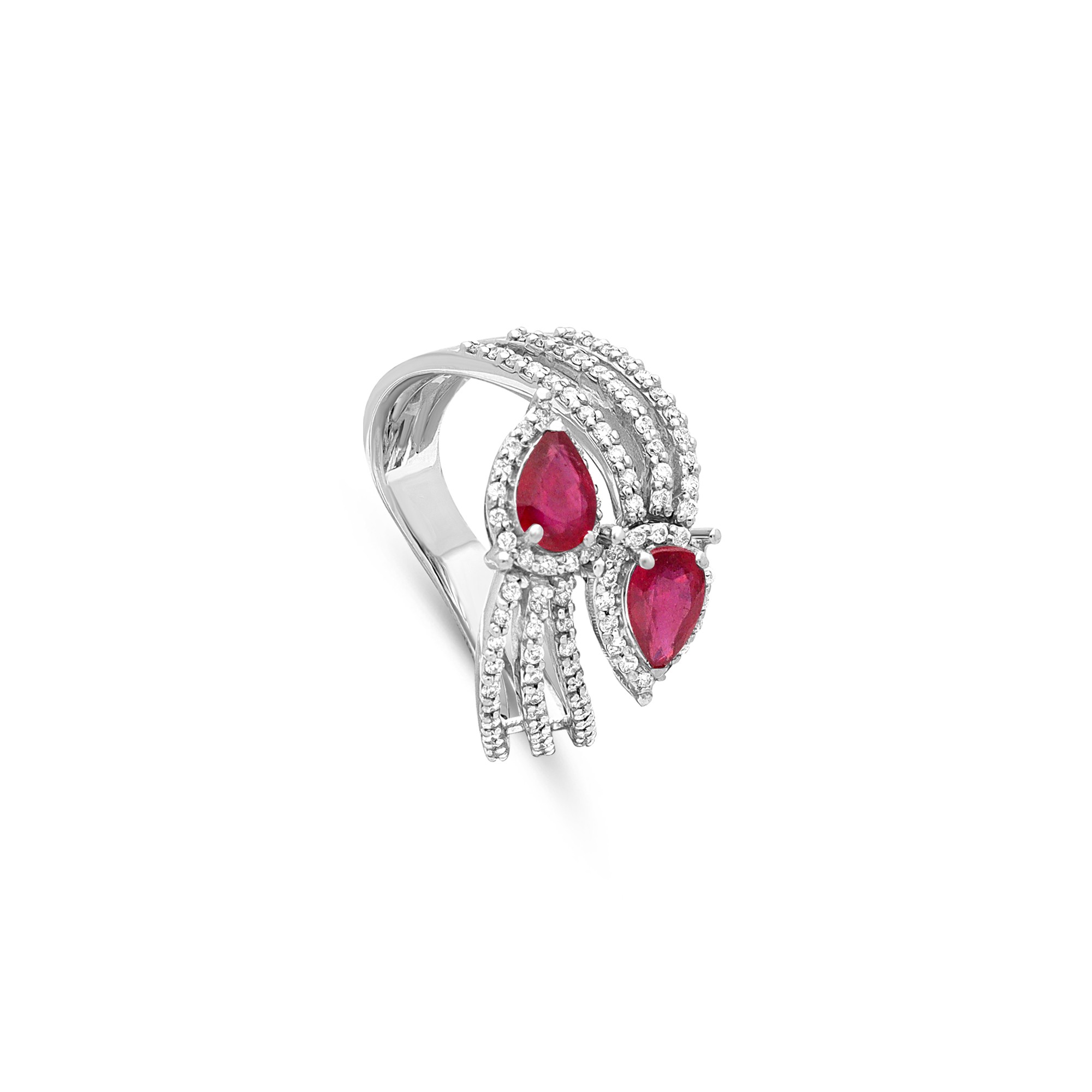 Anello oro bianco 18kt diamanti 0,5ct rubino 1,2ct misura 15 Alfieri & St. John - ALFIERI & ST. JOHN