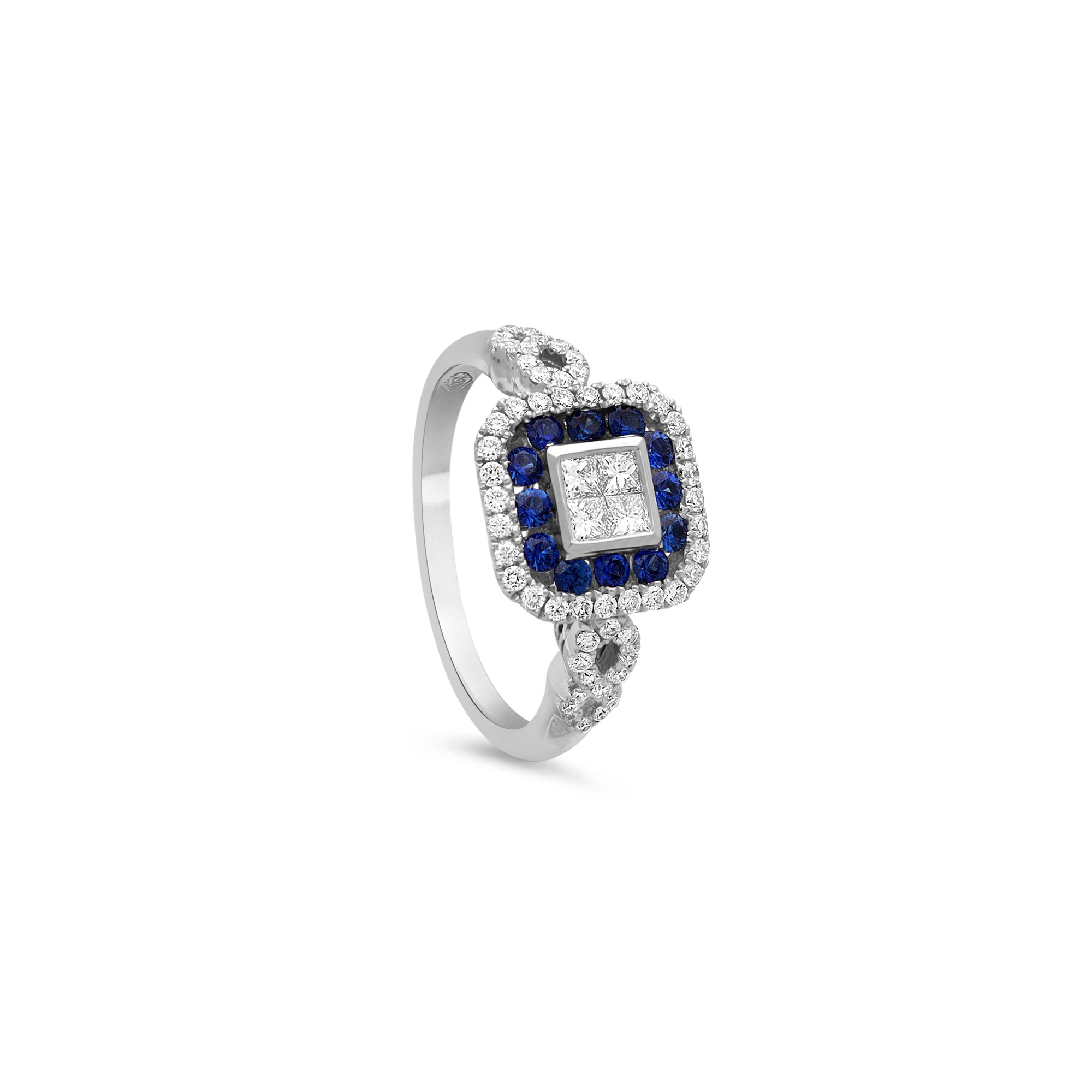 Pav&eacute; ring white gold diamonds and sapphire Alfieri & St. John - ALFIERI & ST. JOHN