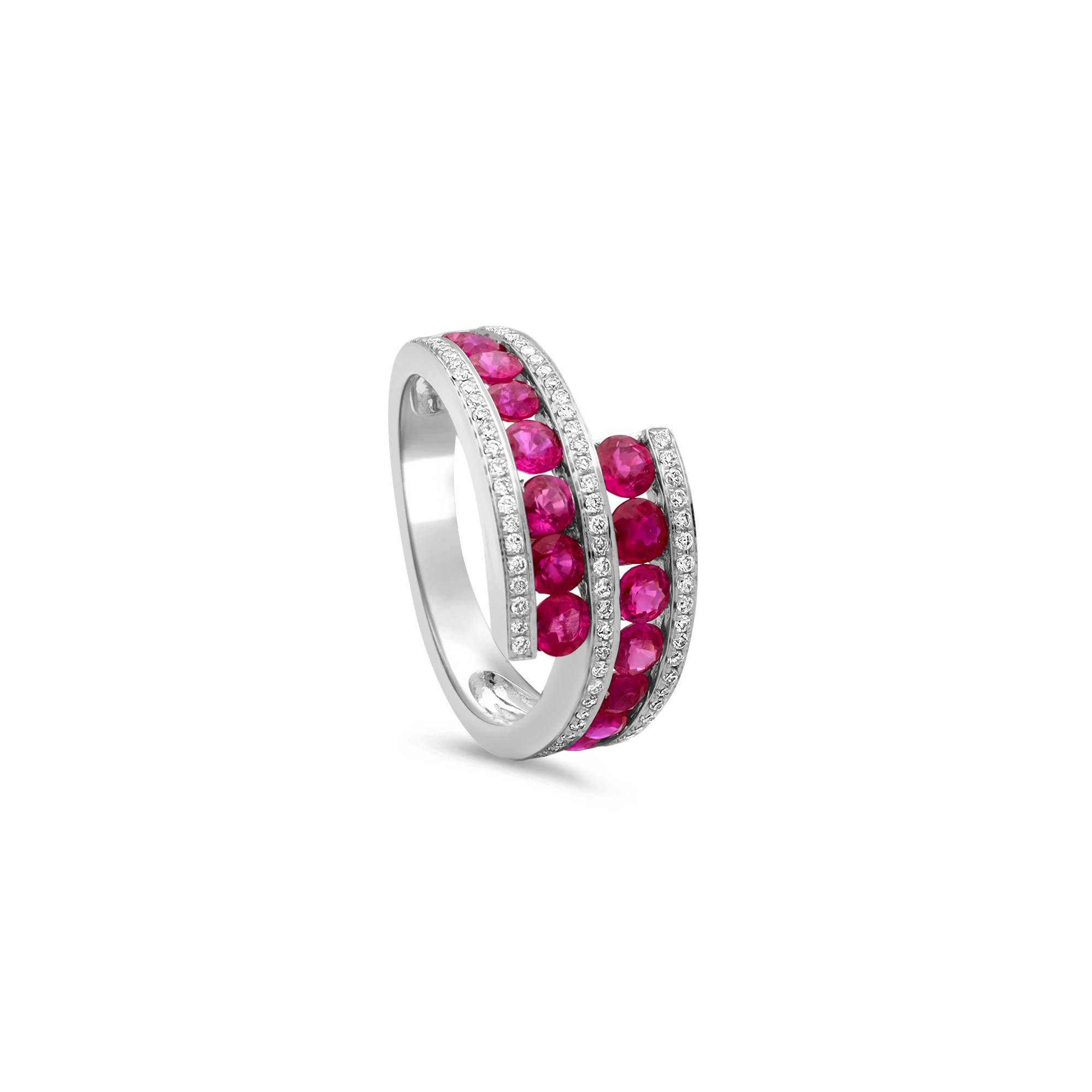 White gold ring with diamonds and ruby 1.81ct size 14 Alfieri & St. John - ALFIERI & ST. JOHN