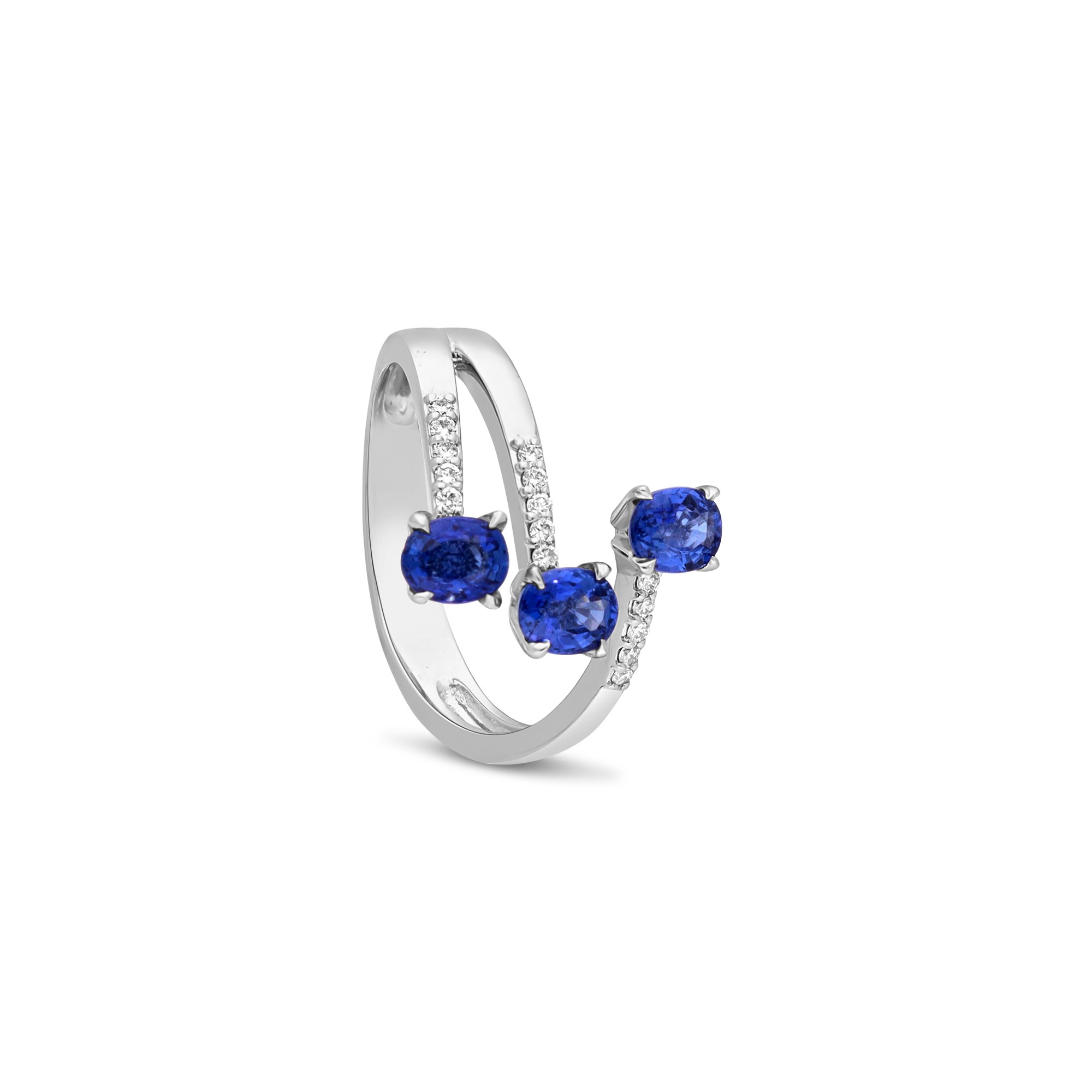 Anello oro bianco diamanti e zaffiro blu 1,48ct misura 18 Alfieri & St. John - ALFIERI & ST. JOHN