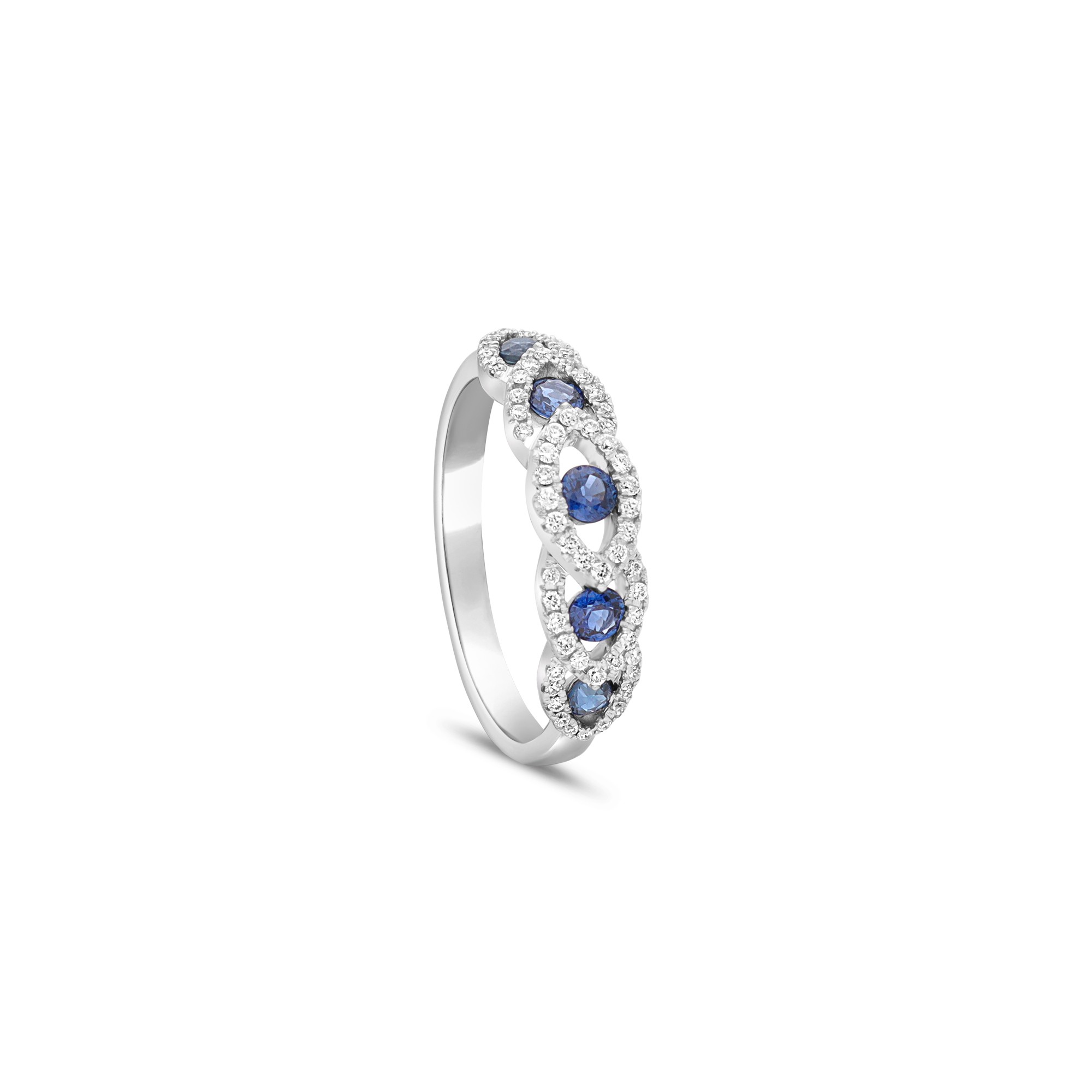 White gold ring with diamonds and blue sapphire 0.61ct size 18 Alfieri & St. John - ALFIERI & ST. JOHN