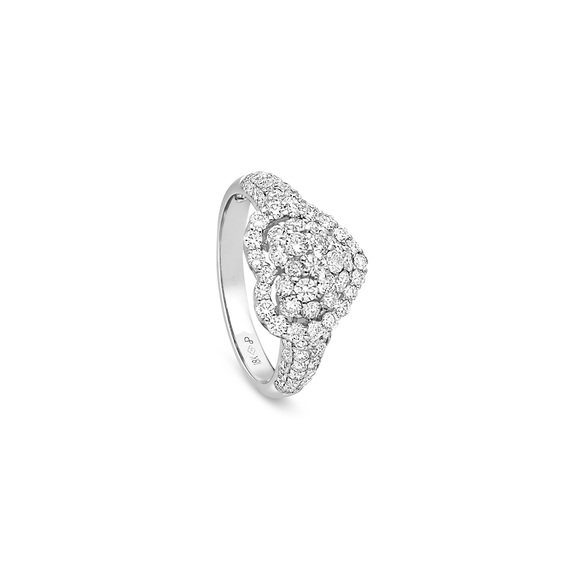 Heart ring in 18kt white gold diamonds 1.44 ct size 13 Alfieri & St. John - ALFIERI & ST. JOHN