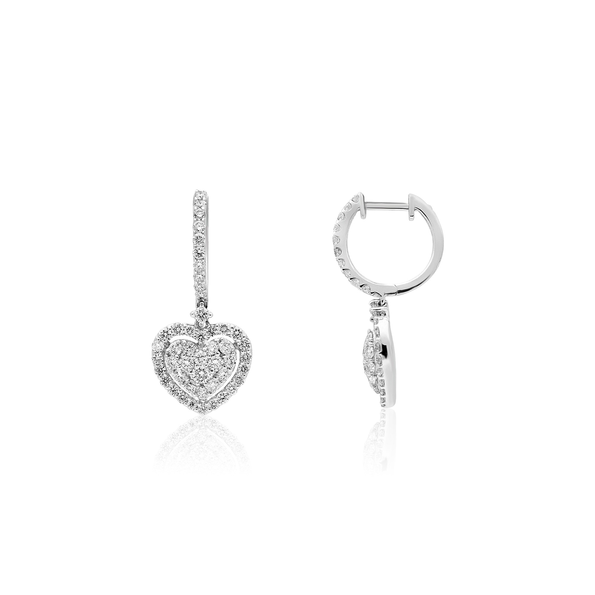 Dangling heart earrings 18kt white gold diamonds 1.61ct ALFIERI & ST. JOHN - ALFIERI & ST. JOHN