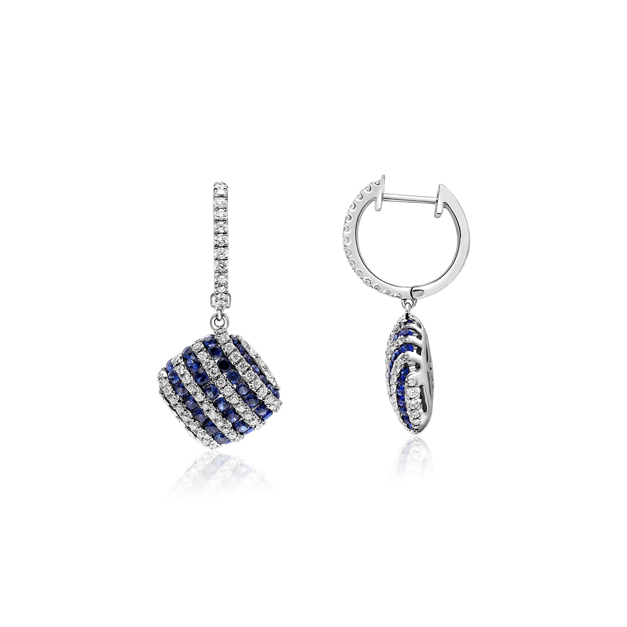 Dangling earrings white gold diamonds and sapphire Alfieri & St. John - ALFIERI & ST. JOHN