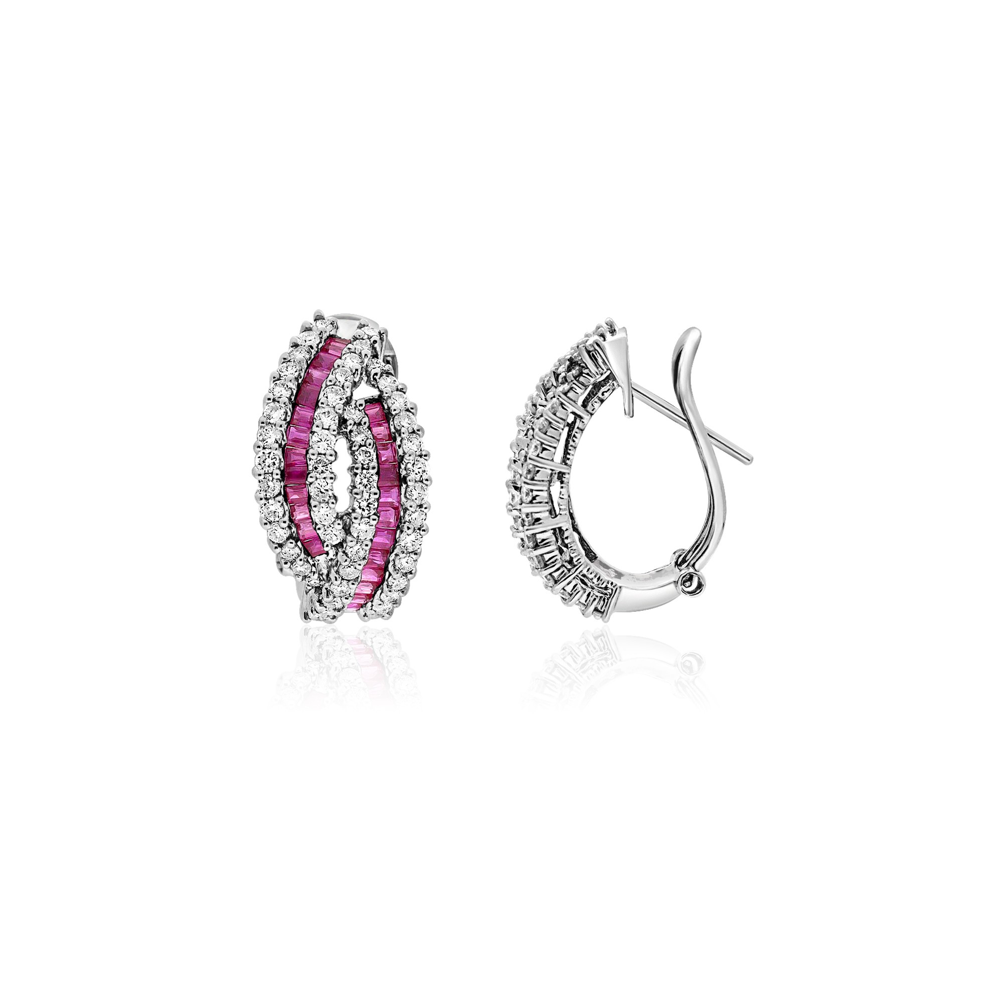 Earrings white gold diamonds and ruby Alfieri & St. John - ALFIERI & ST. JOHN