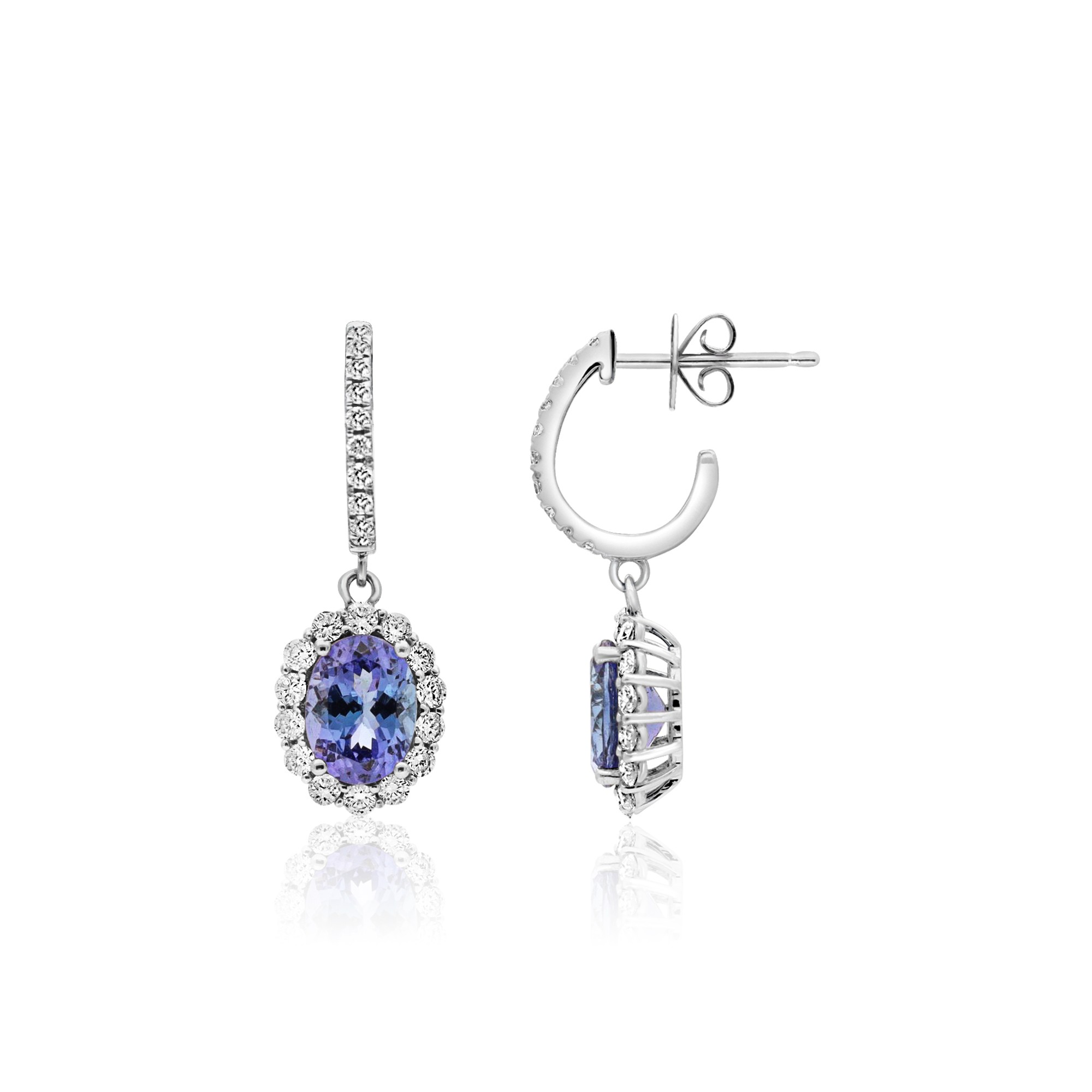 Dangling earrings white gold diamonds and tanzanite Alfieri & St. John - ALFIERI & ST. JOHN