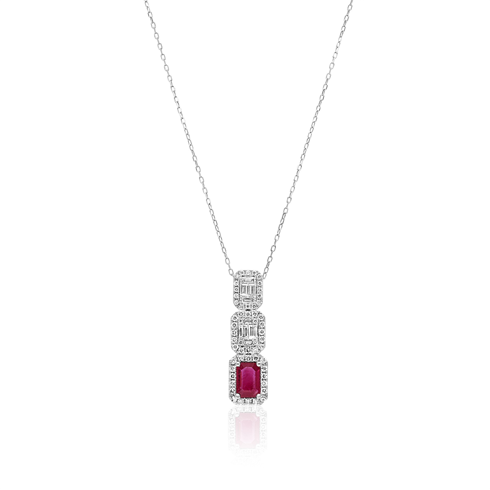 Collana pendente oro bianco 18kt diamanti rubino Alfieri & St. John - ALFIERI & ST. JOHN