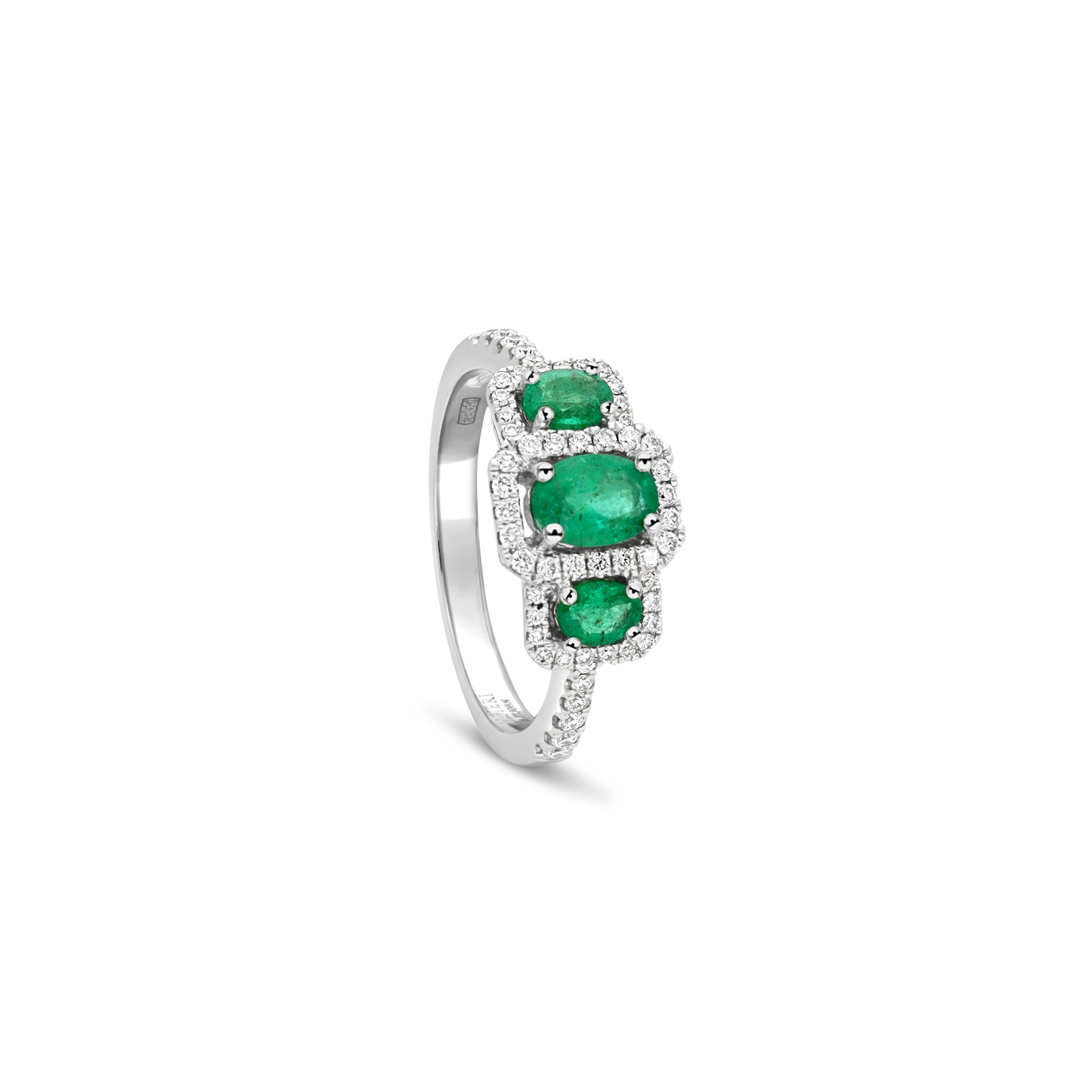 Anillo pav&eacute; diamantes y esmeralda oro blanco 18kt talla 11 Alfieri & St. John - ALFIERI & ST. JOHN