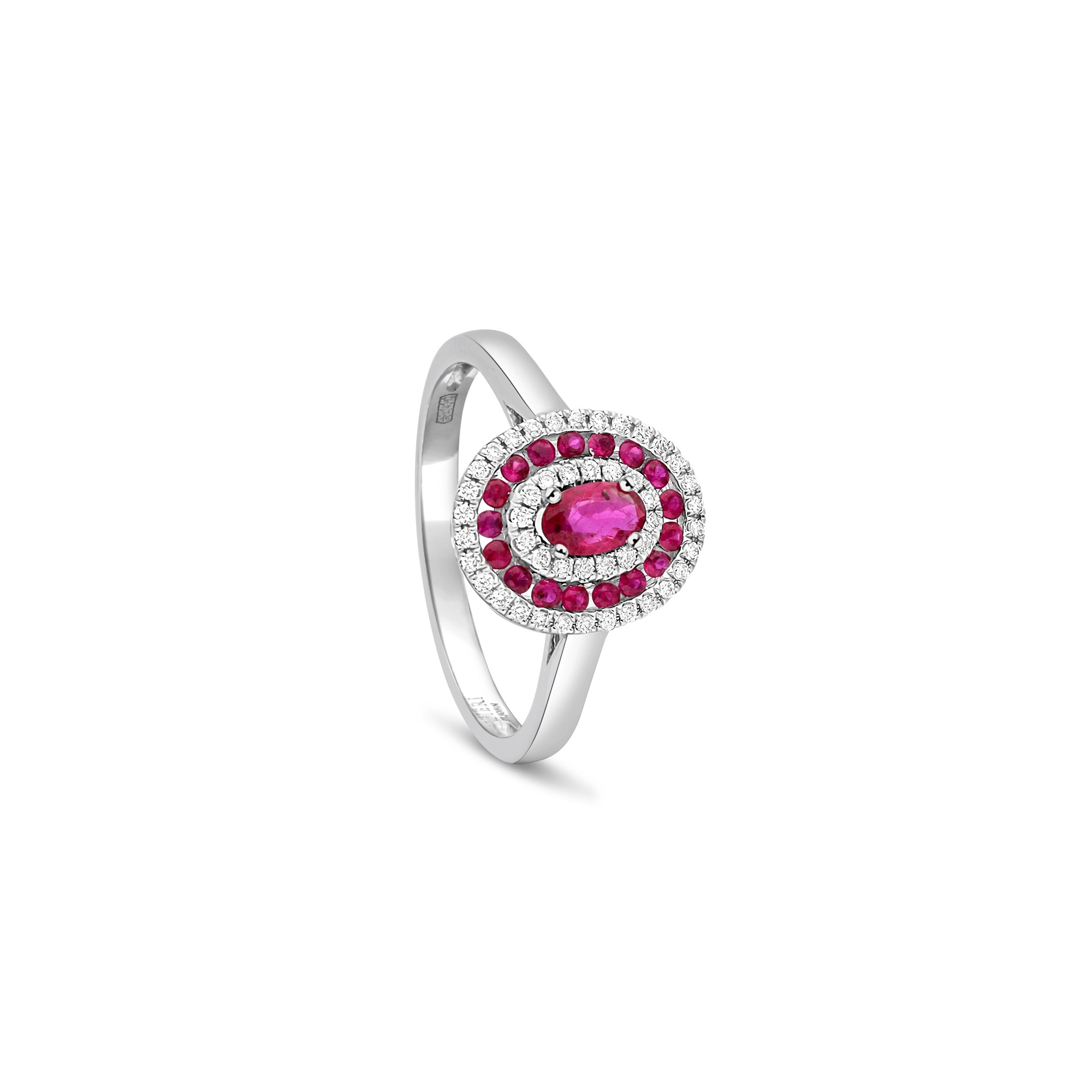 Anello pav&eacute; diamanti e rubino oro bianco 18kt misura 14 Alfieri & St. John - ALFIERI & ST. JOHN