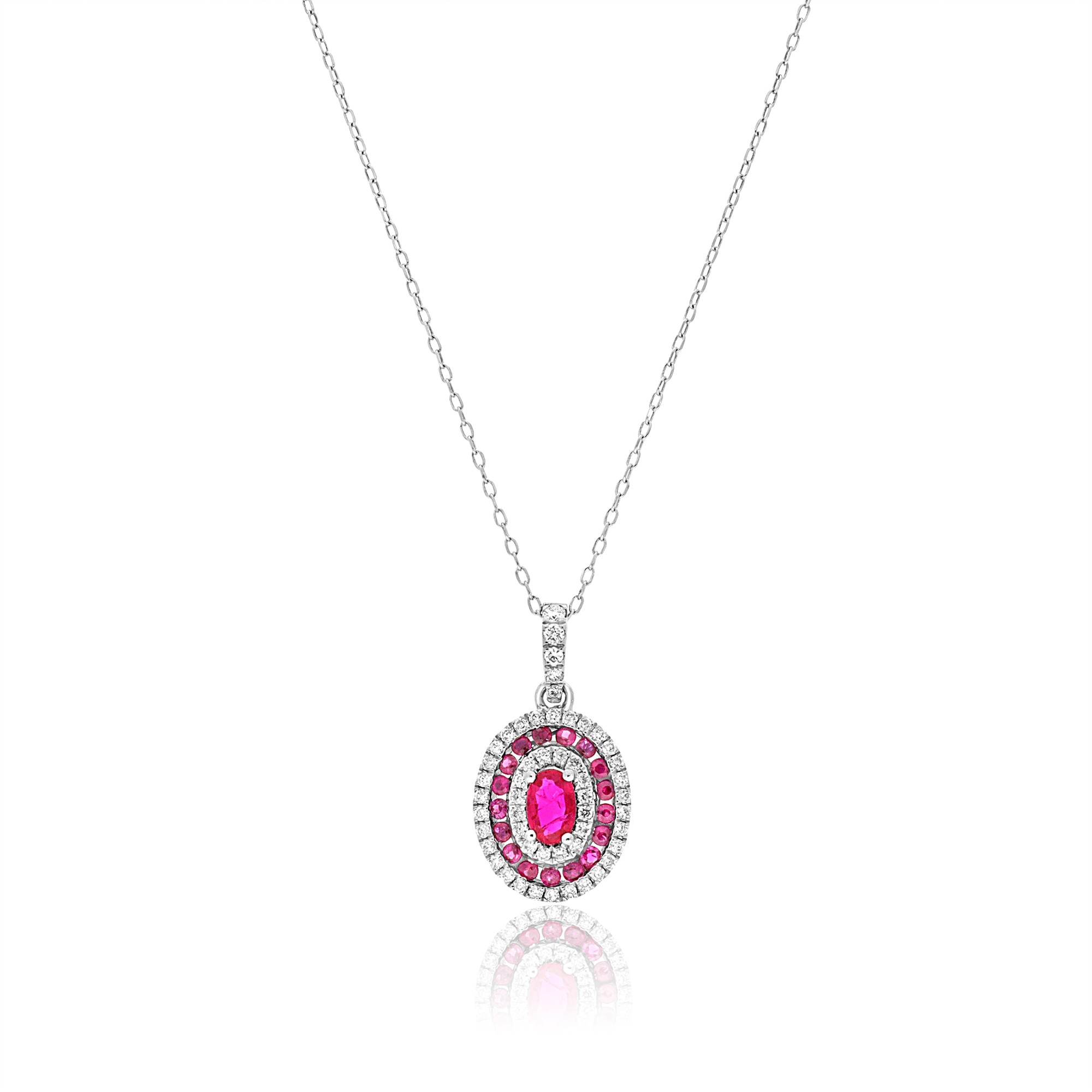 18kt white gold diamond and ruby necklace Alfieri & St. John - ALFIERI & ST. JOHN