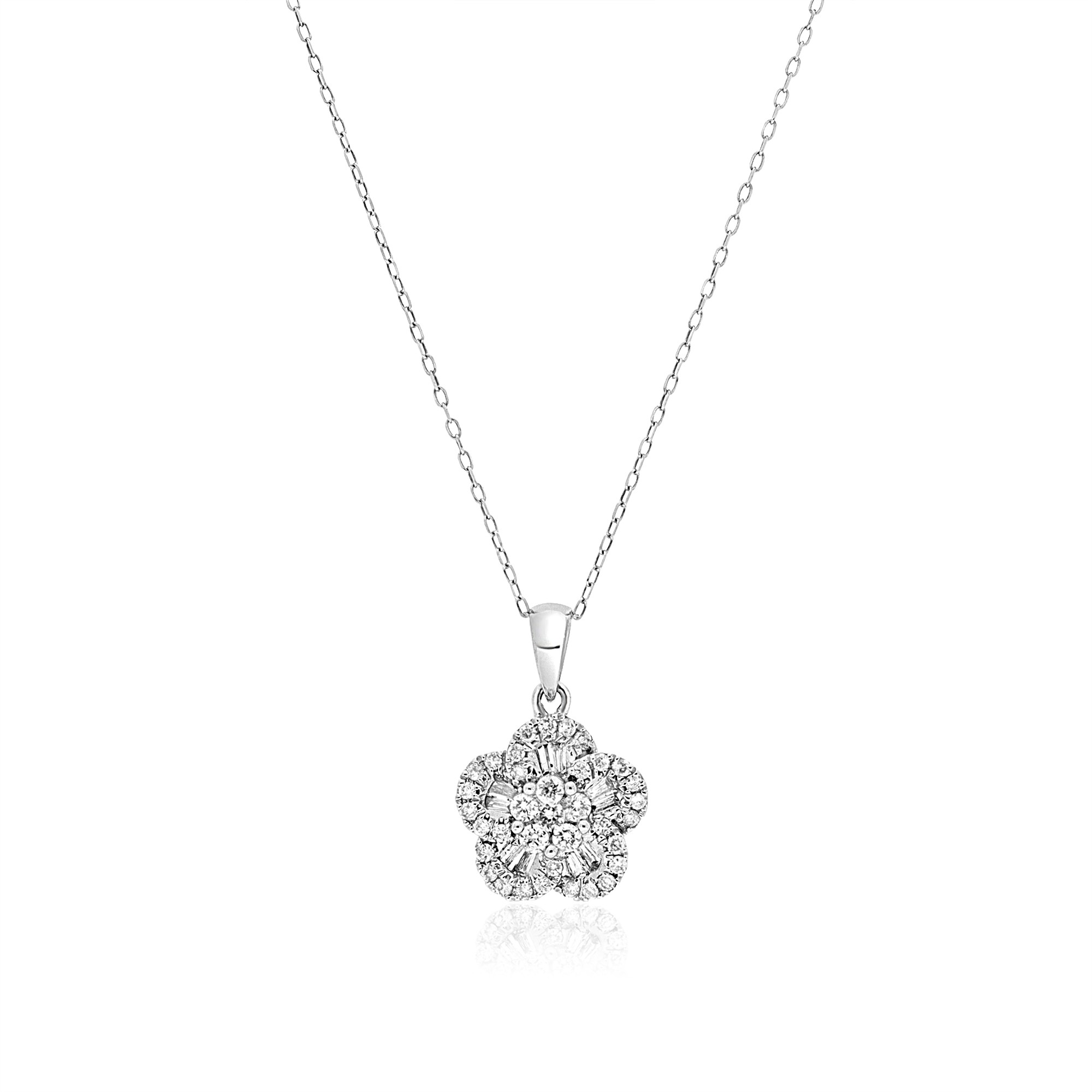 Collana pendente fiore oro bianco 18kt diamanti Alfieri & St. John - ALFIERI & ST. JOHN