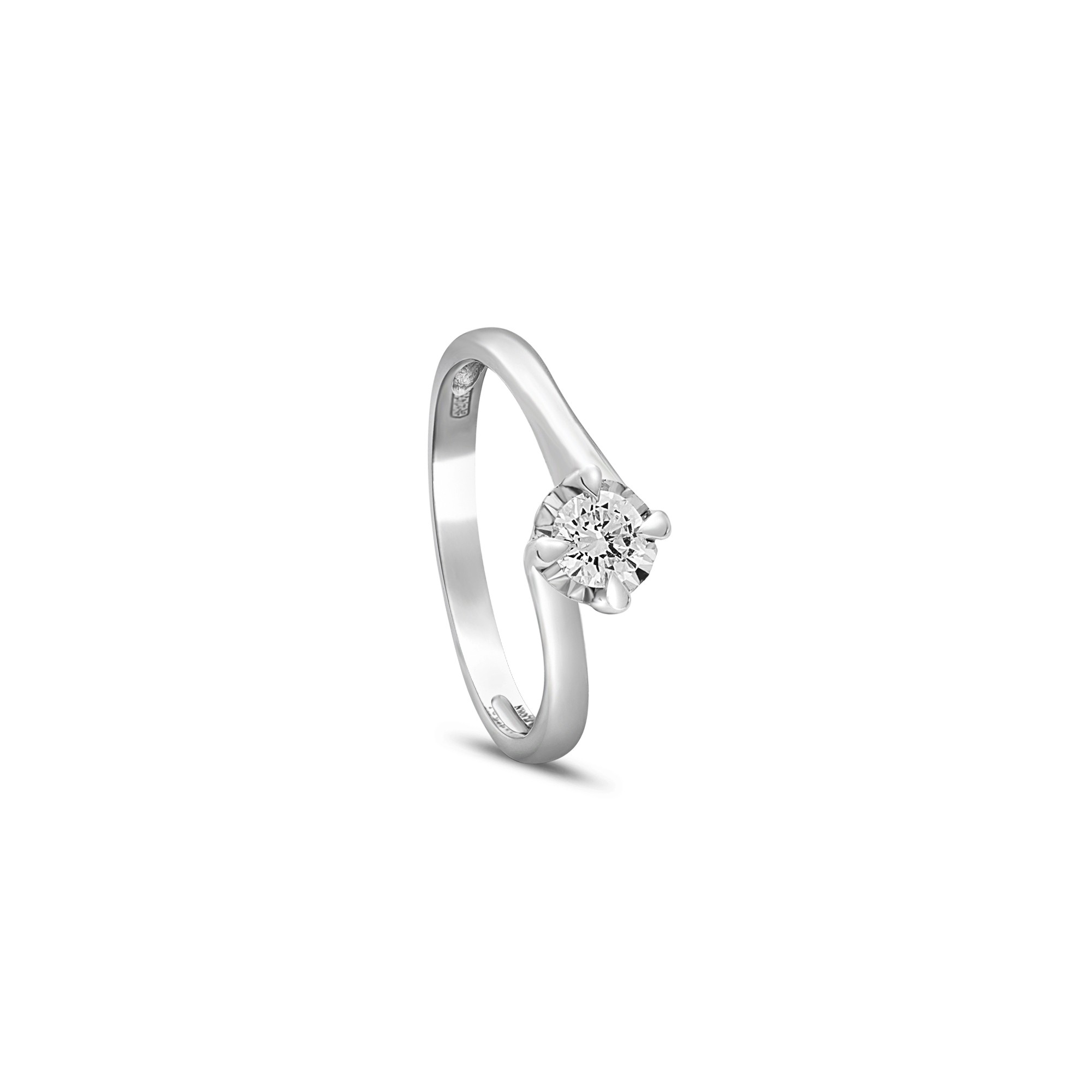 Anello solitario gambo Valentino in oro bianco 9 kt diamante 0,25 ct misura 13 Luxury Milano - LUXURY MILANO
