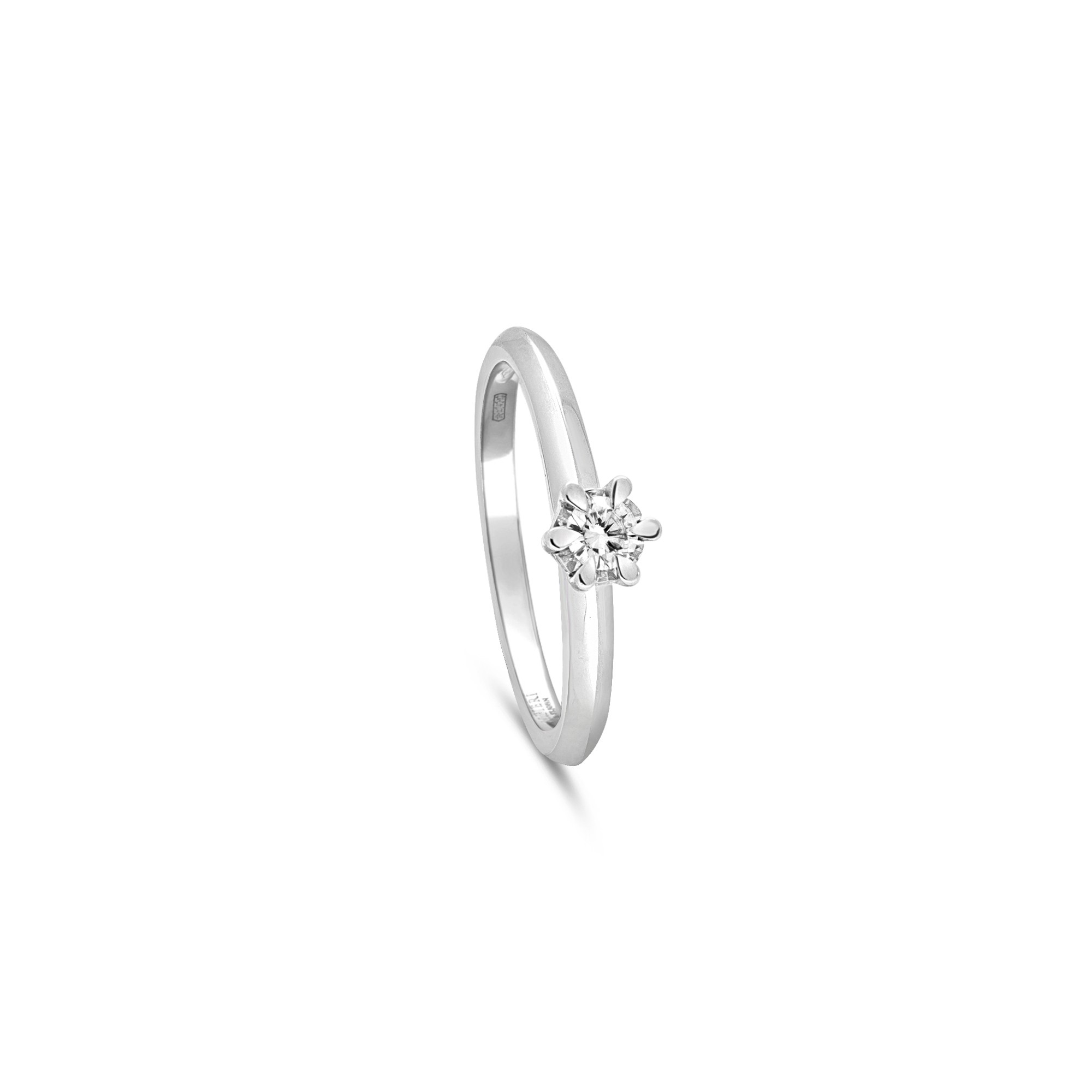 Solitaire ring in 9 kt white gold with 0.10 ct lab-grown diamond Luxury Milano size 13 - LUXURY MILANO