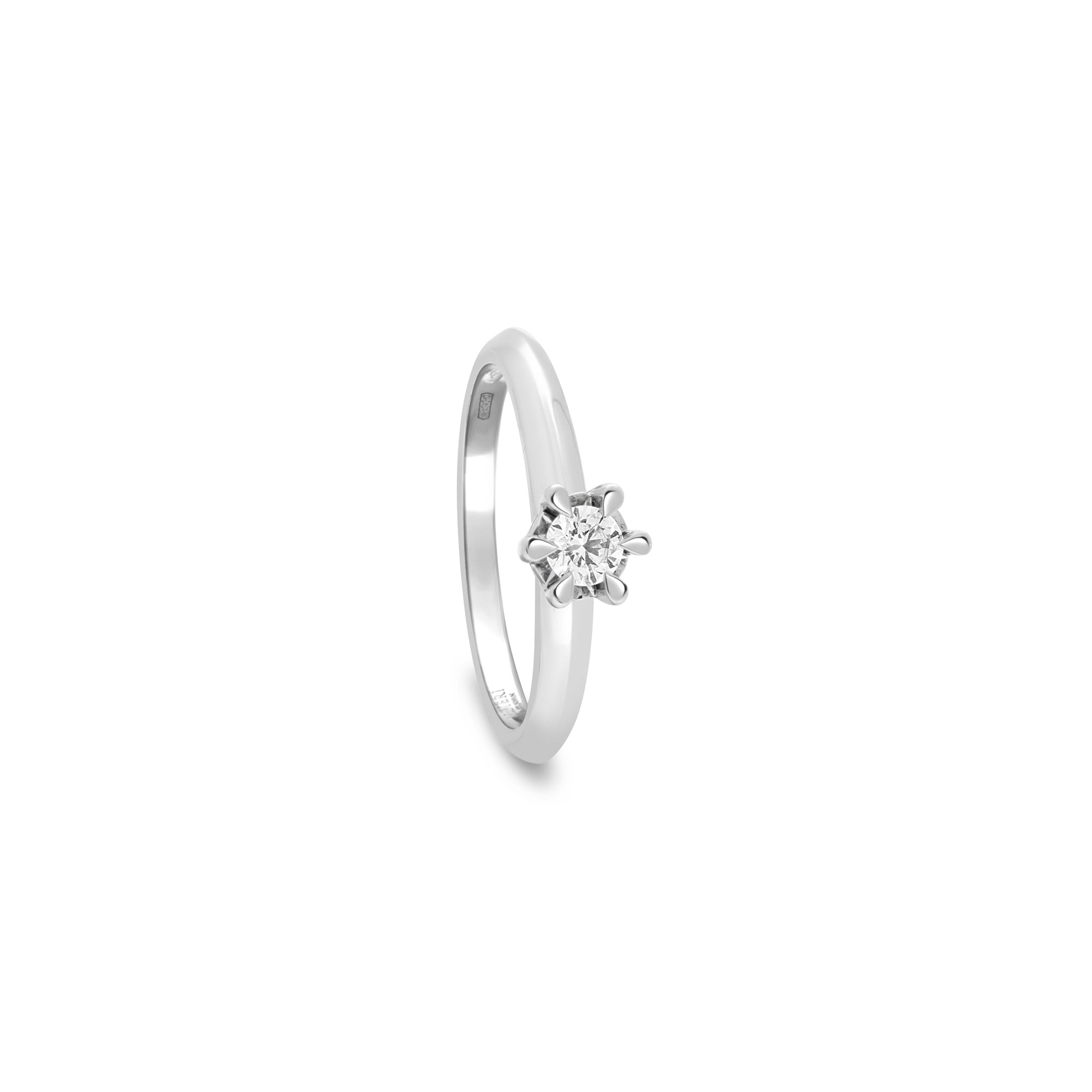 Anello solitario in oro bianco 9 kt con diamante lab grown 0,15 ct Luxury Milano misura 13 - LUXURY MILANO