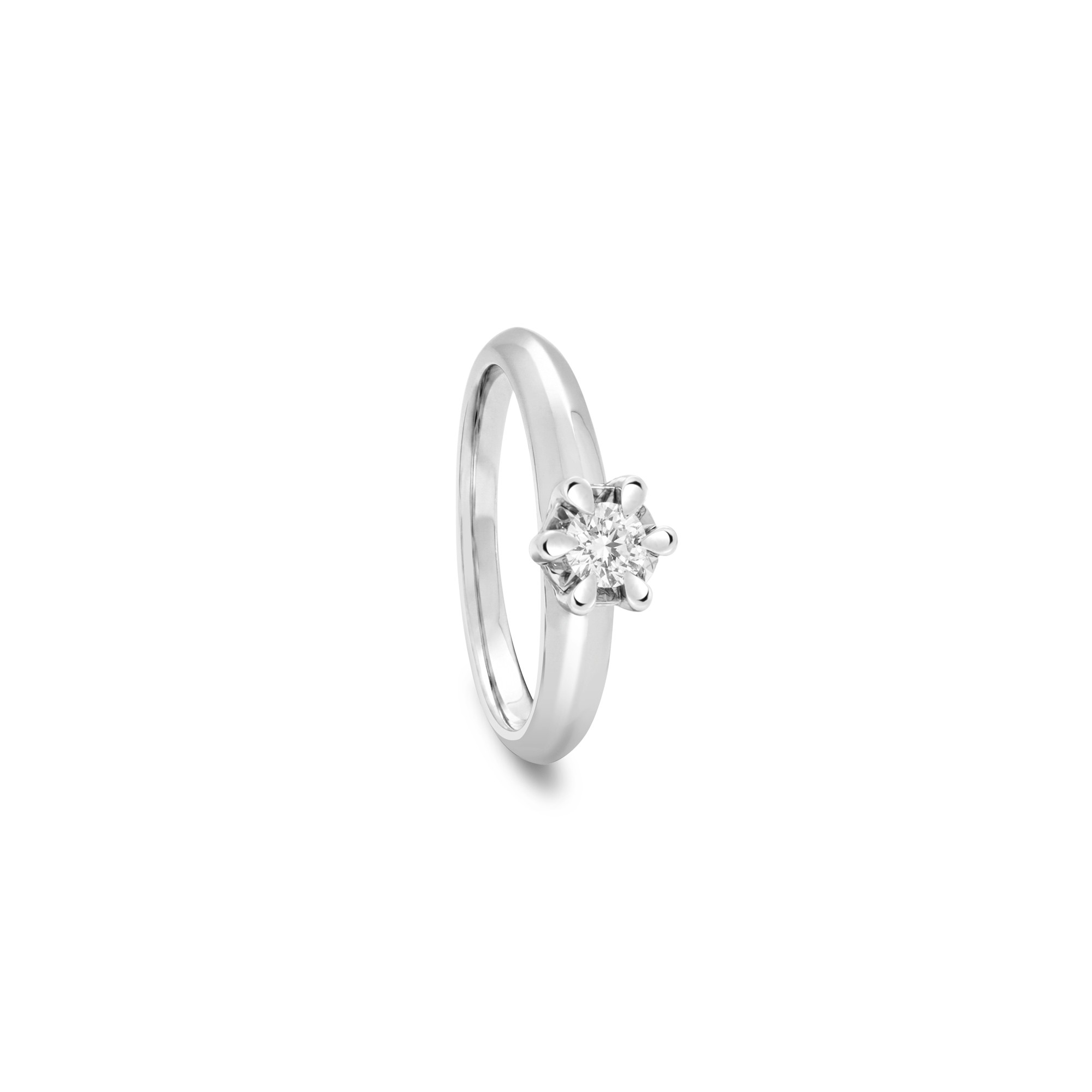 Anello solitario in oro bianco 9 kt con diamante lab grown 0,20 ct Luxury Milano misura 13 - LUXURY MILANO