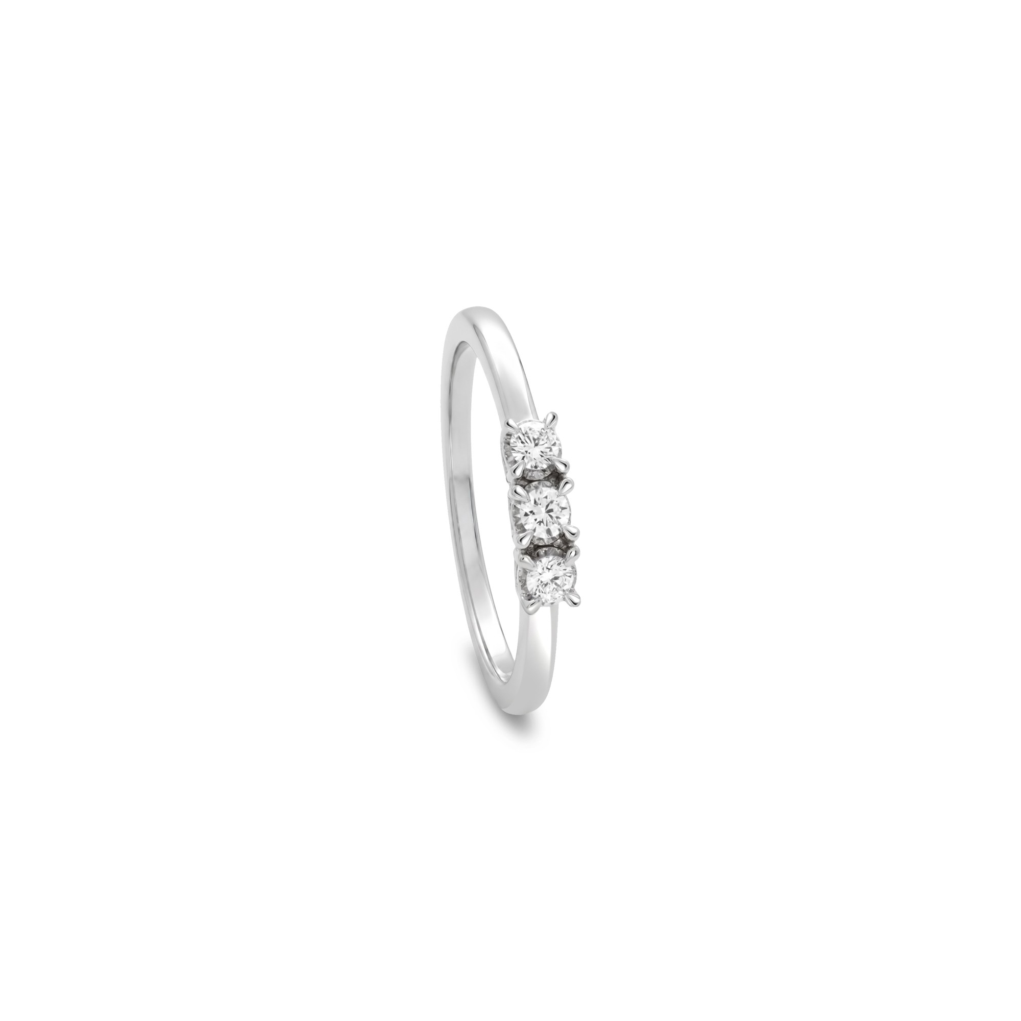 Anello trilogy in oro bianco 9 kt con diamanti 0,15 ct Luxury Milano misura 13 - LUXURY MILANO