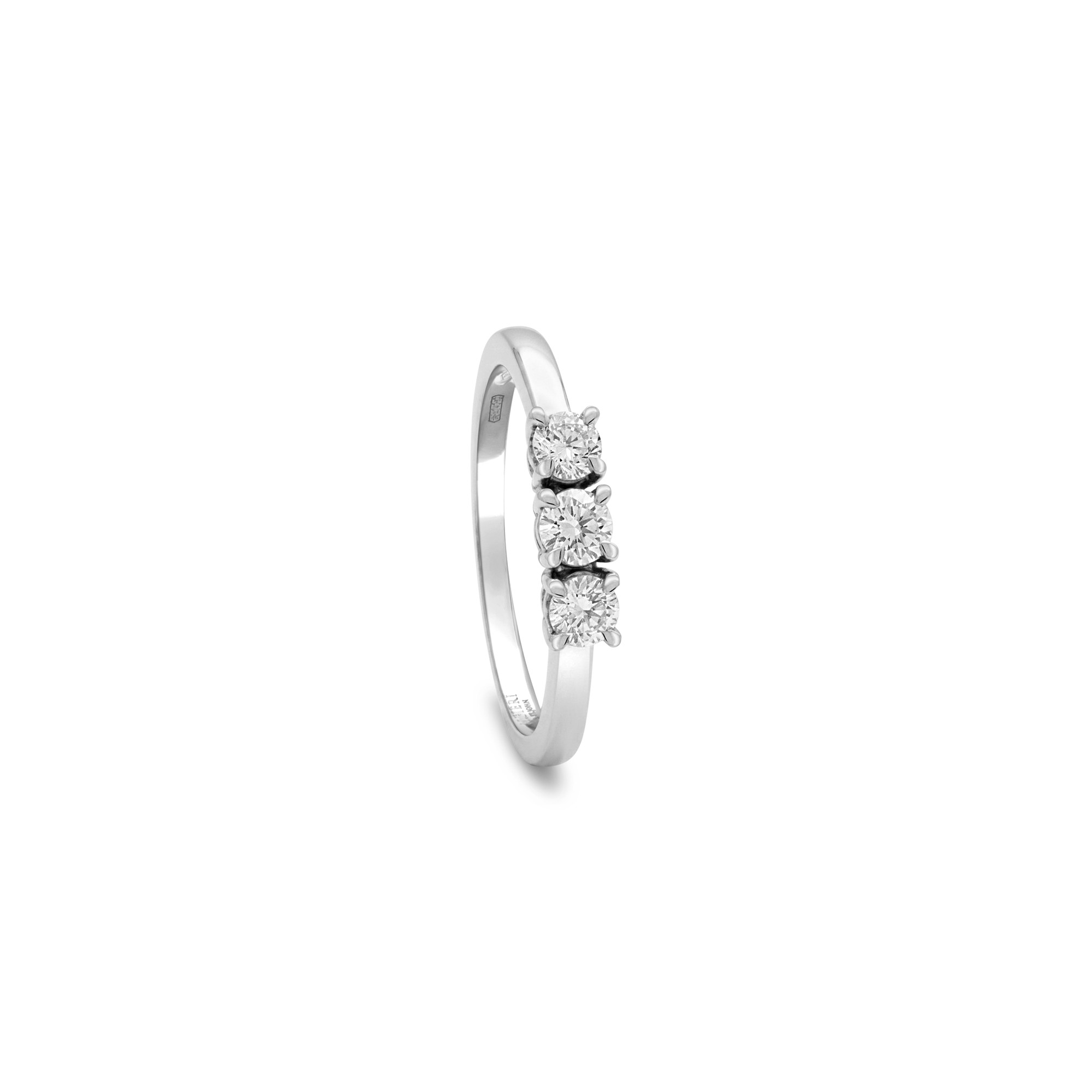 Anello trilogy in oro bianco 9 kt con diamanti 0,25 ct Luxury Milano misura 13 - LUXURY MILANO