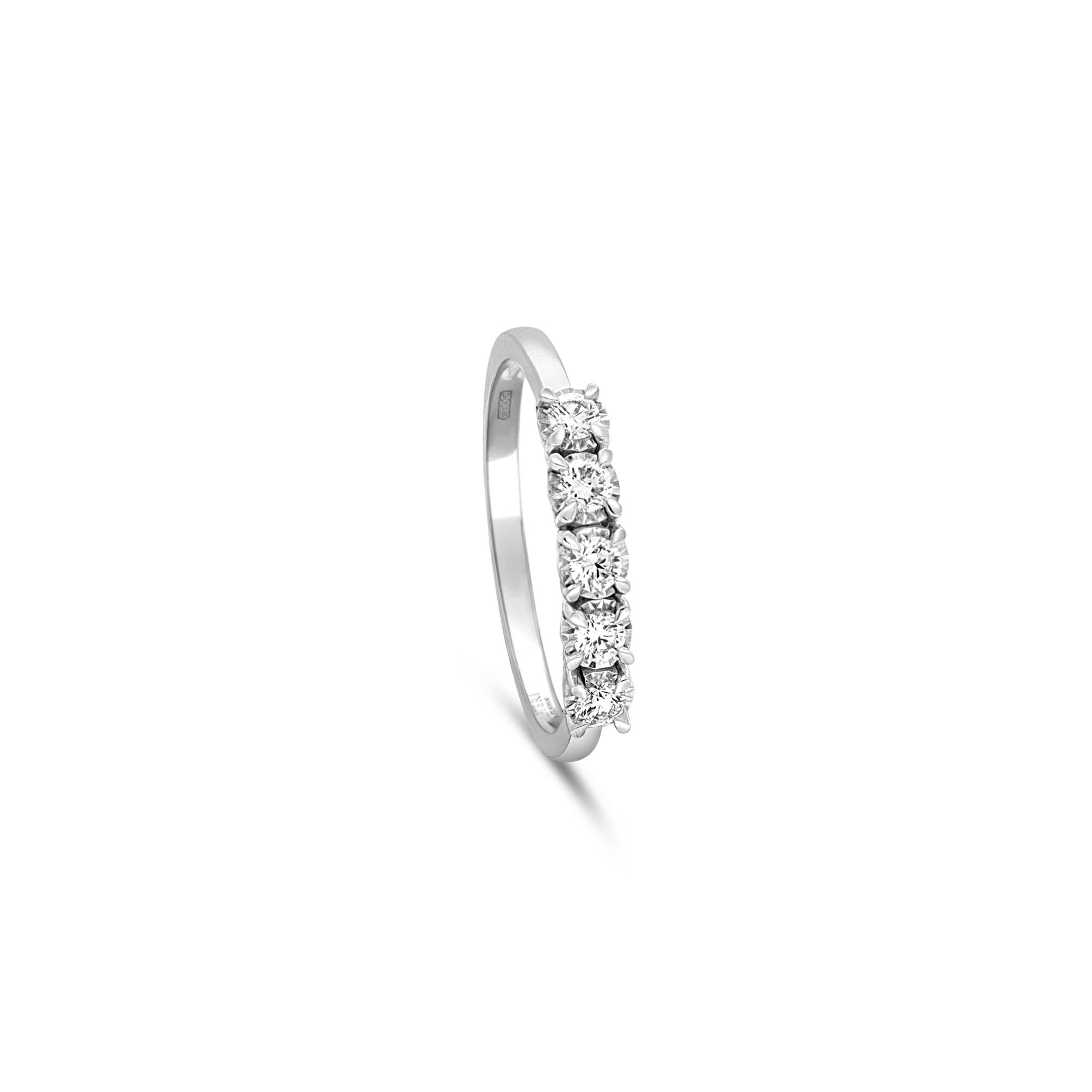 Anello veretta a 5 pietre in oro bianco 9 kt con diamanti lab grown 0,25 ct misura 13 Luxury Milano - LUXURY MILANO