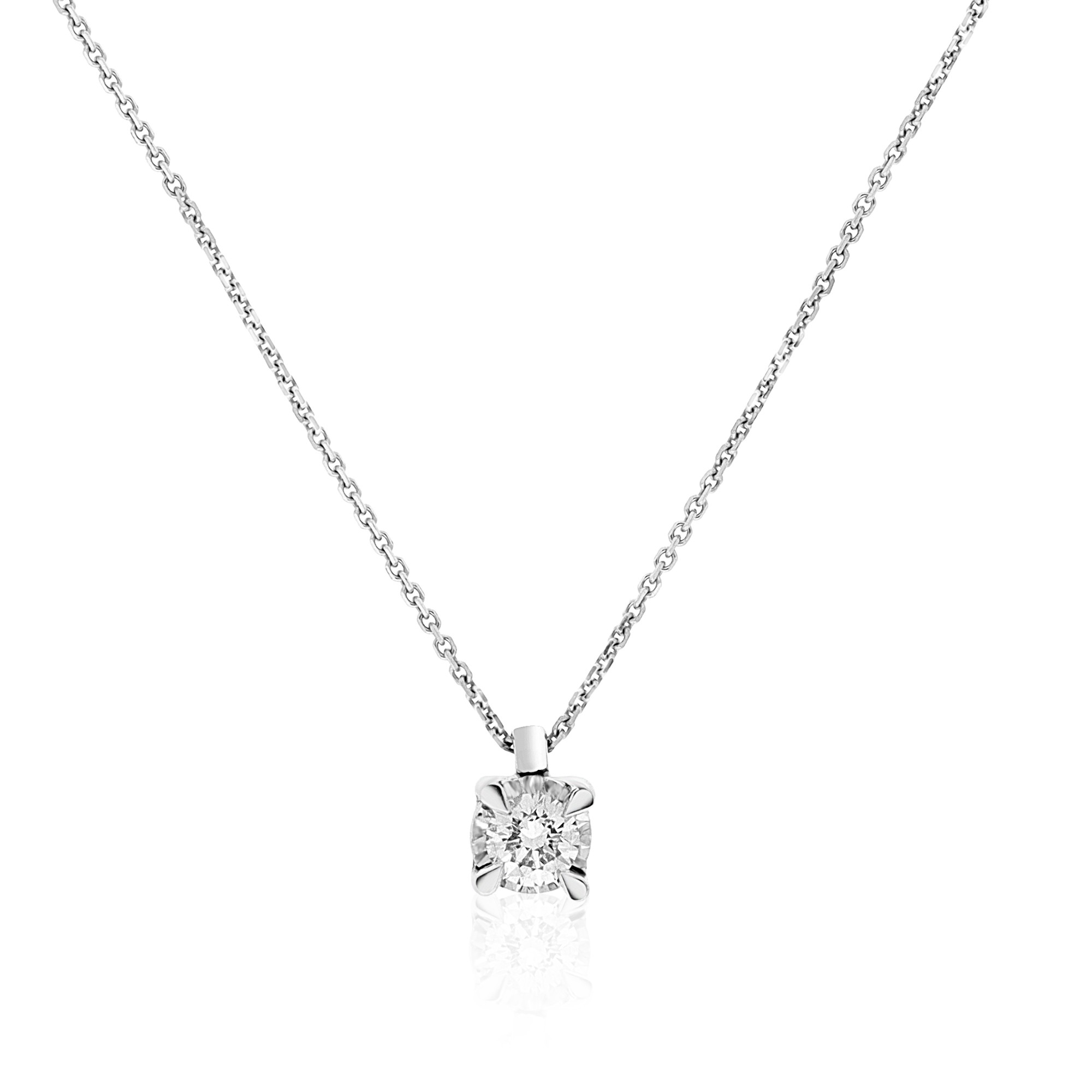 Collana punto luce oro bianco 9 kt diamante 0,15 ct Luxury Milano - LUXURY MILANO