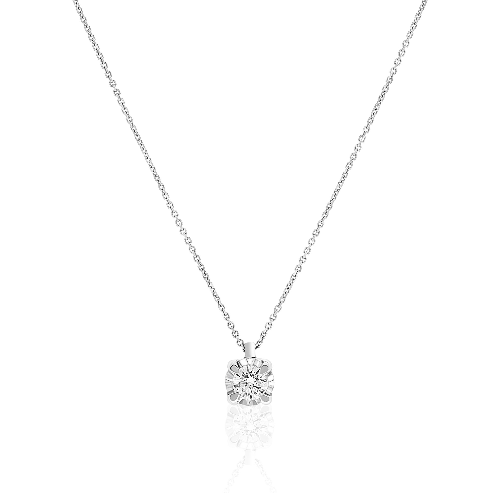 Collana punto luce oro bianco 9 kt diamante 0,25 ct Luxury Milano - LUXURY MILANO