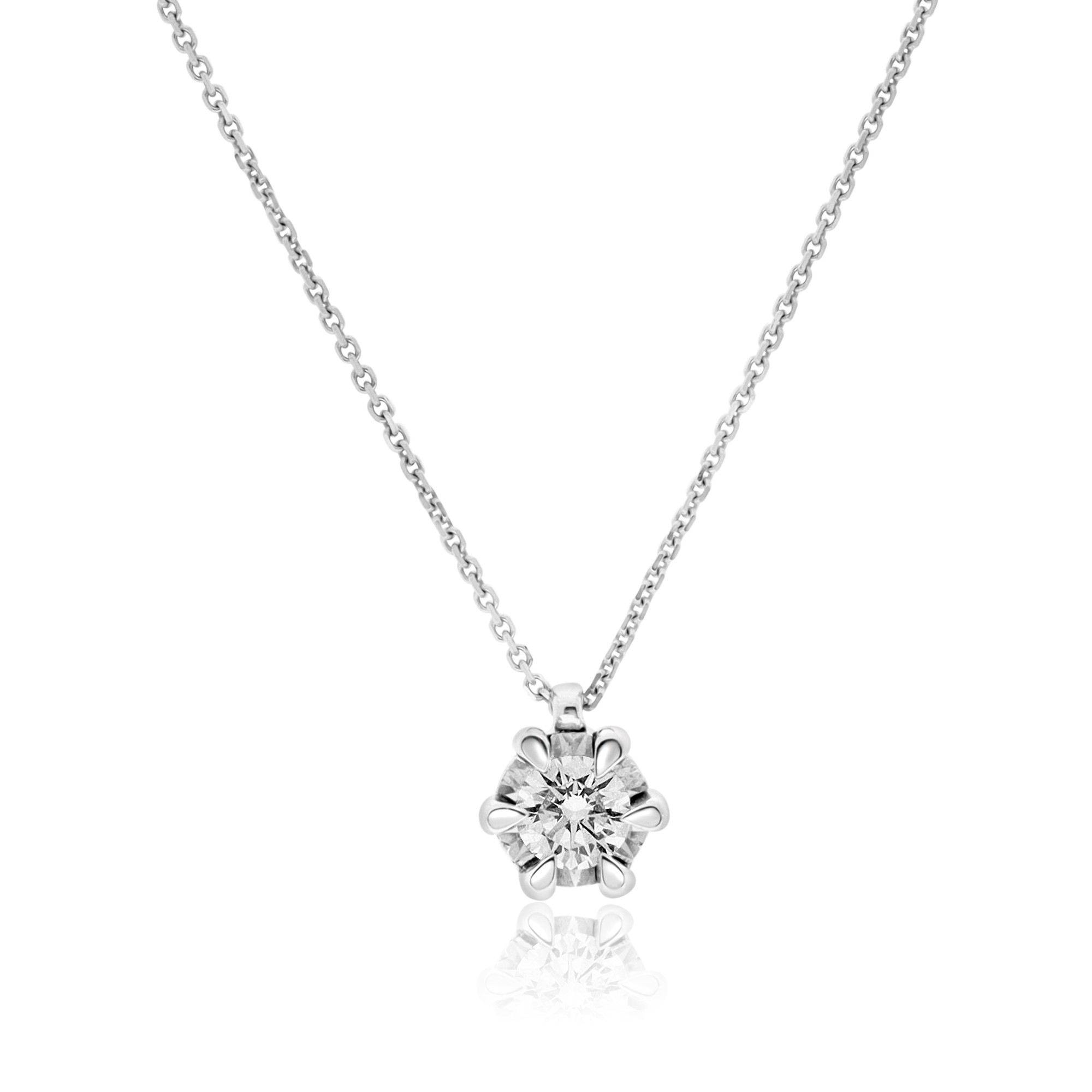 Collana punto luce oro bianco 9 kt diamante 0,20 ct Luxury Milano - LUXURY MILANO