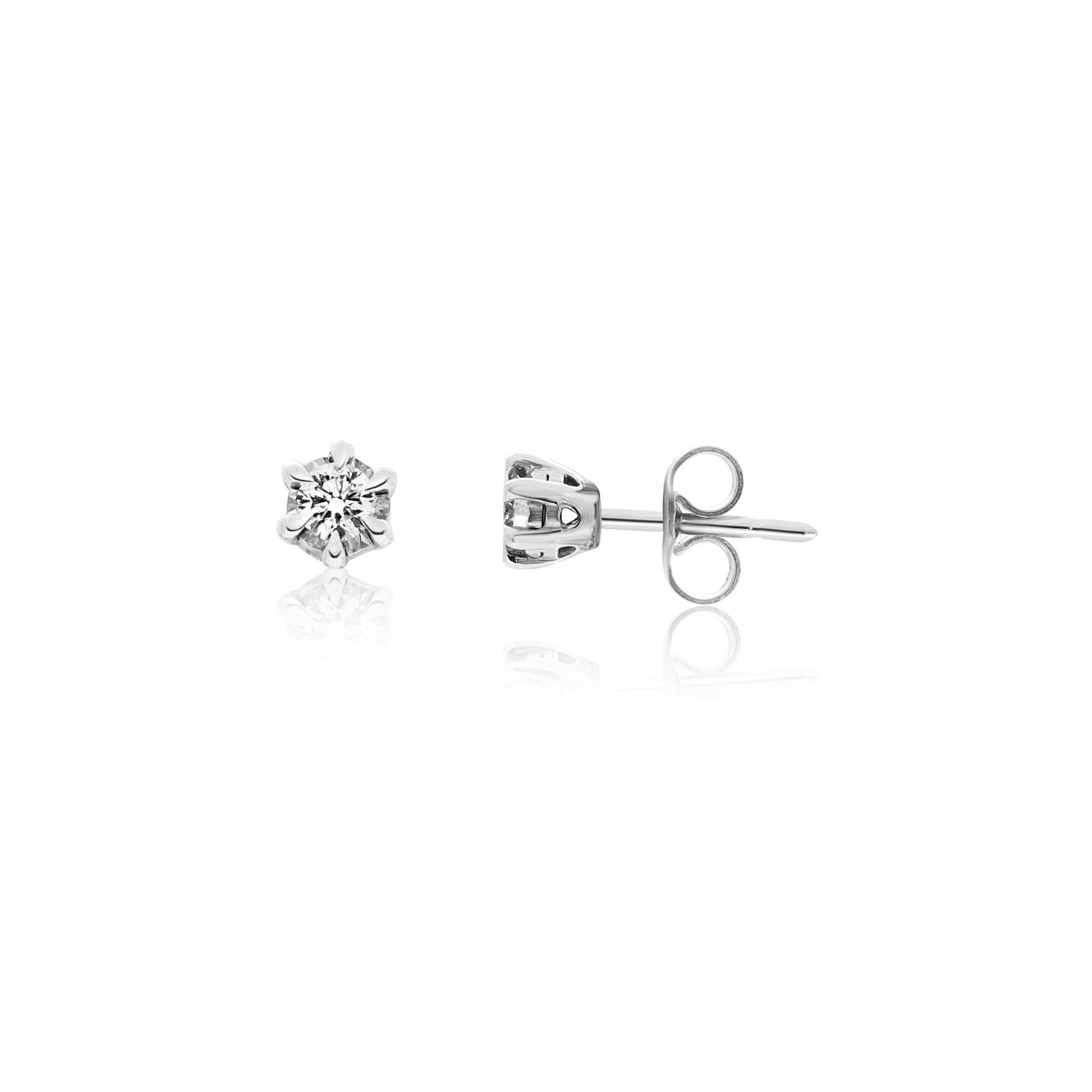 Pendientes punto de luz en oro blanco de 9 kt con diamantes 0,20 ct Luxury Milano - LUXURY MILANO