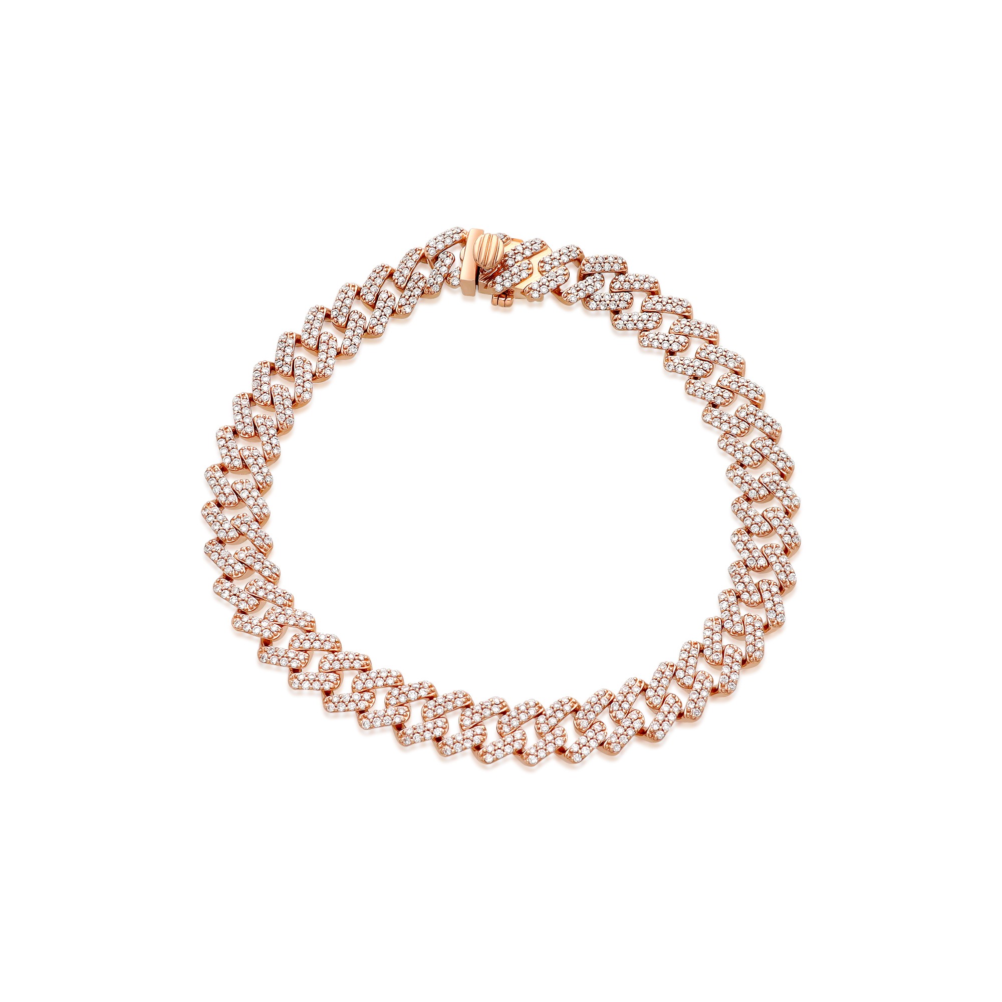 Grumetta bracelet in 9 kt rose gold pav&eacute; diamonds 2.68 ct Luxury Milano 17.5 cm - LUXURY MILANO