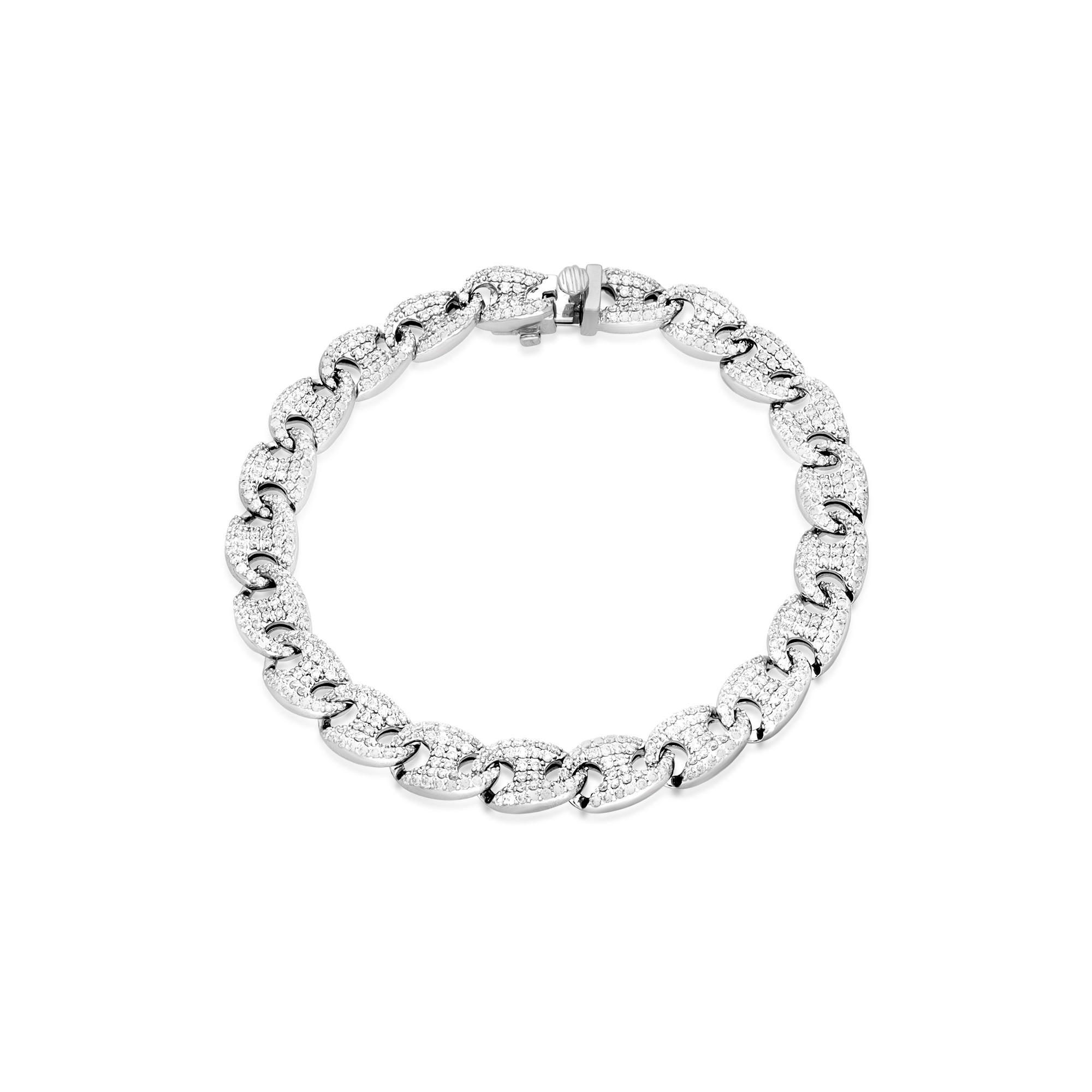 Grumetta marina bracelet 9 kt white gold pav&eacute; diamonds 3.73 ct Luxury Milano 19 cm - LUXURY MILANO