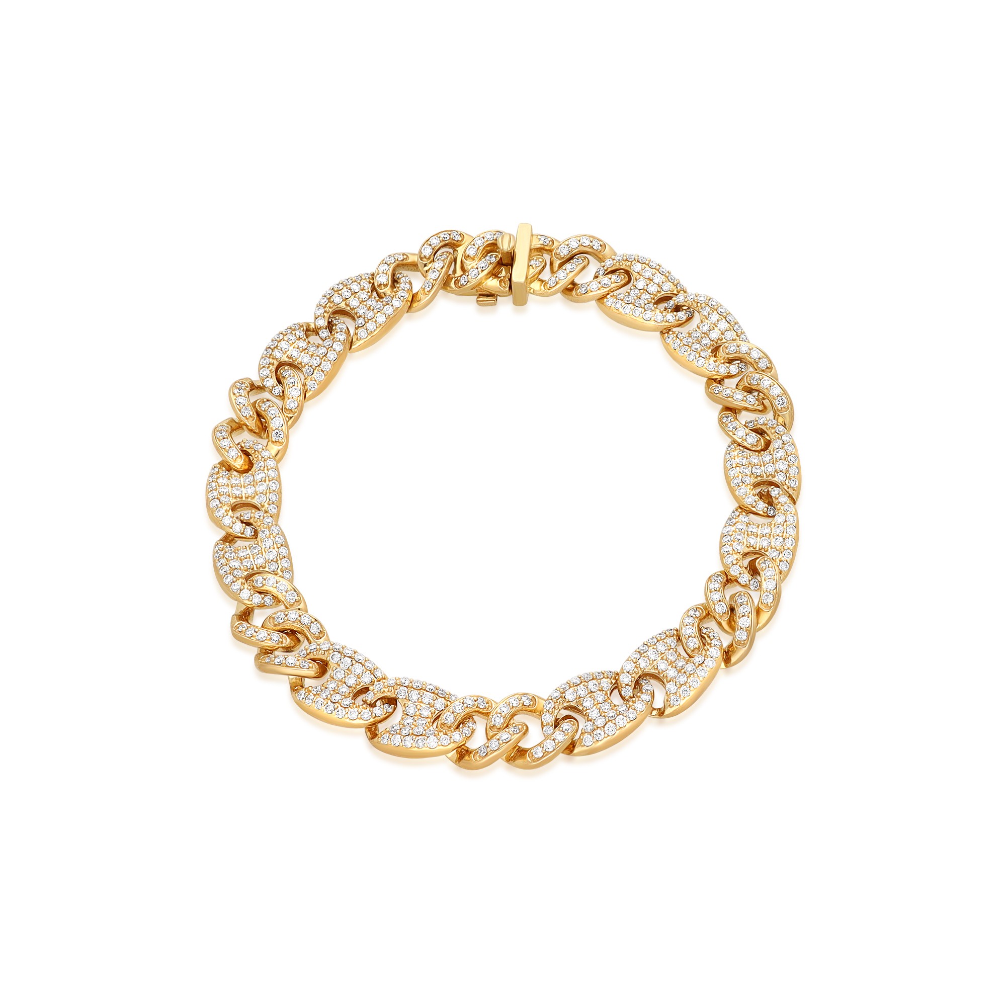 Grumetta marina bracelet 9 kt yellow gold pav&eacute; diamonds 3.86 ct Luxury Milano 19.5 cm - LUXURY MILANO