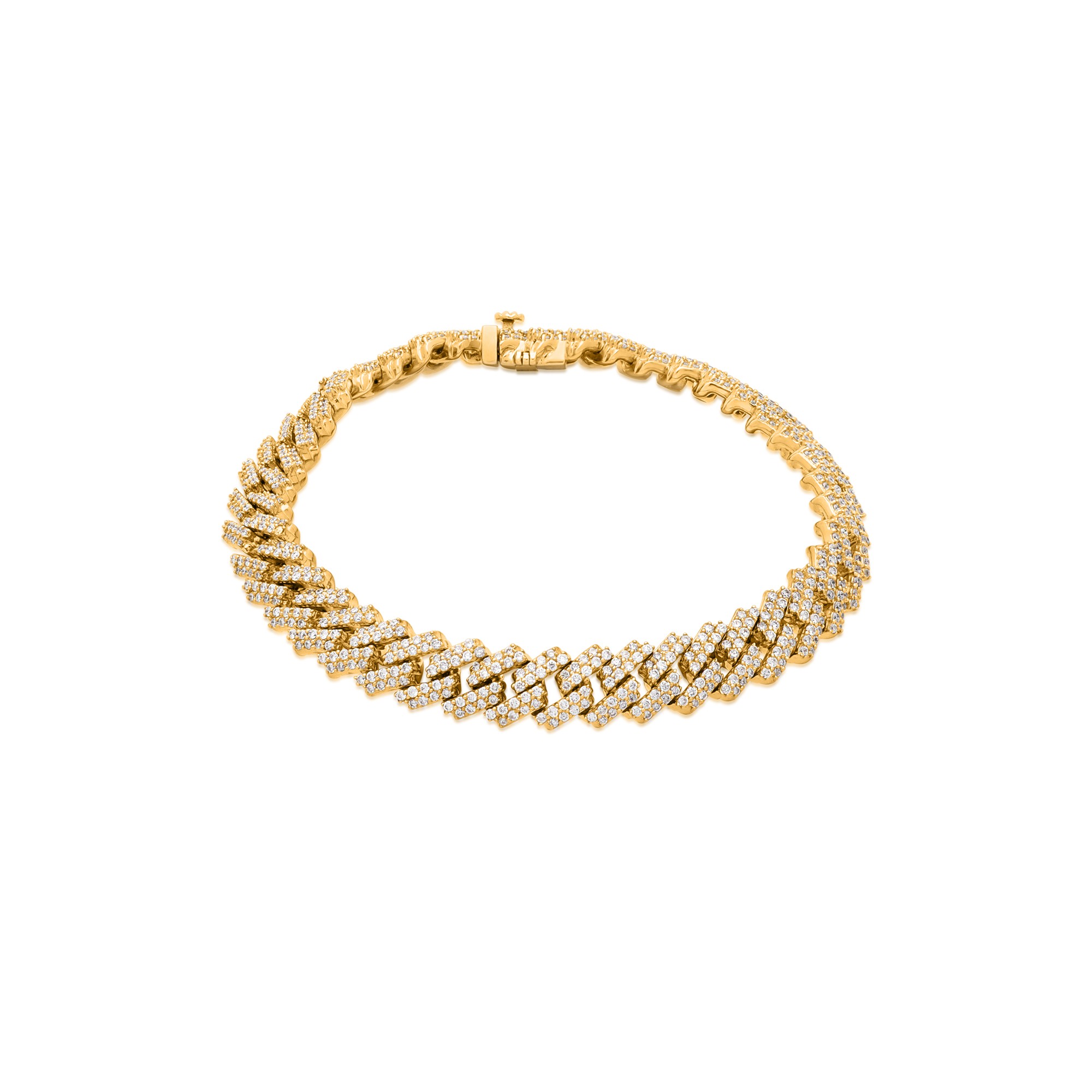 Bracciale maglia grumetta oro giallo 9 kt pav&eacute; diamanti 3,94 ct Trevi Luxury Milano 18 cm - LUXURY MILANO