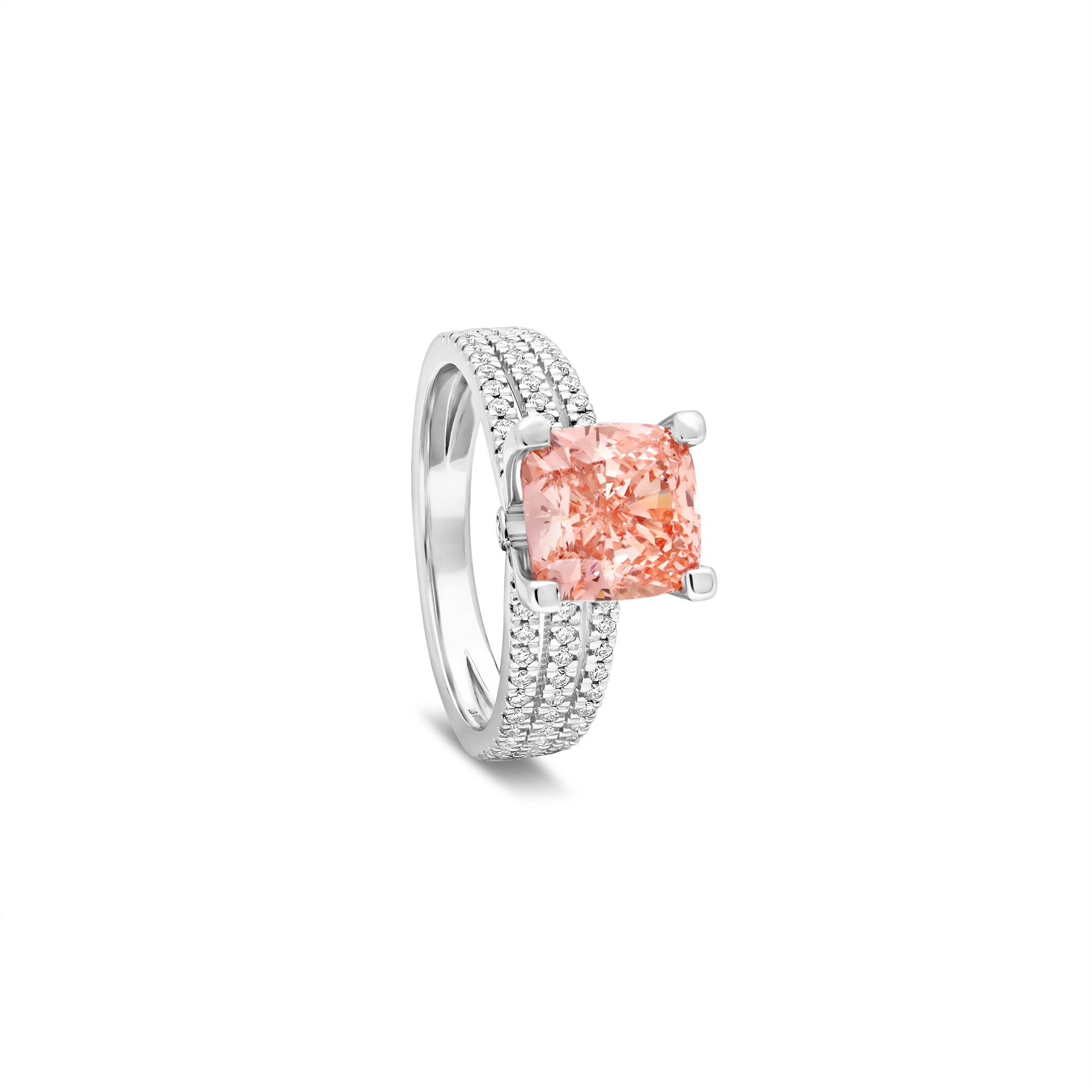 18 kt white gold ring with pink diamond Luxury Milano size 14 - LUXURY MILANO