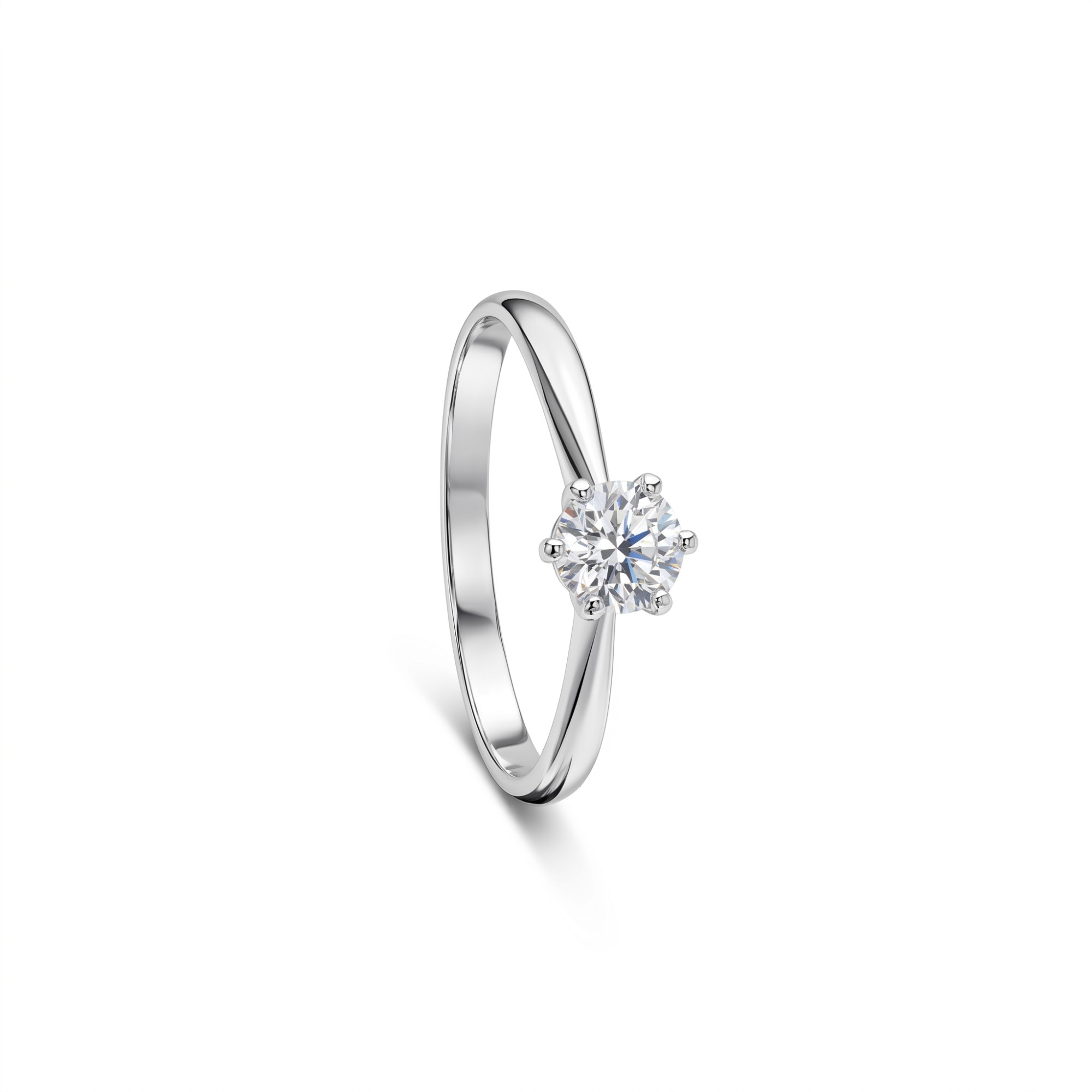 White gold diamond solitaire ring 0.36 ct size 13 Classico Alfieri & St. John - ALFIERI & ST. JOHN