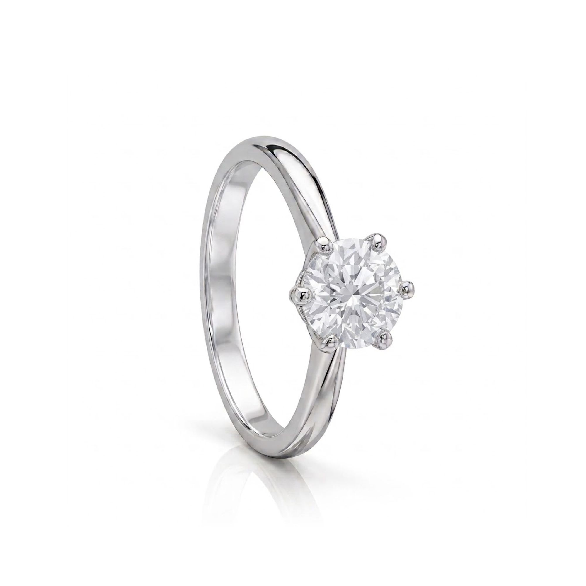 White gold solitaire ring with 1.23 ct diamonds size 13 Alfieri & St. John - ALFIERI & ST. JOHN