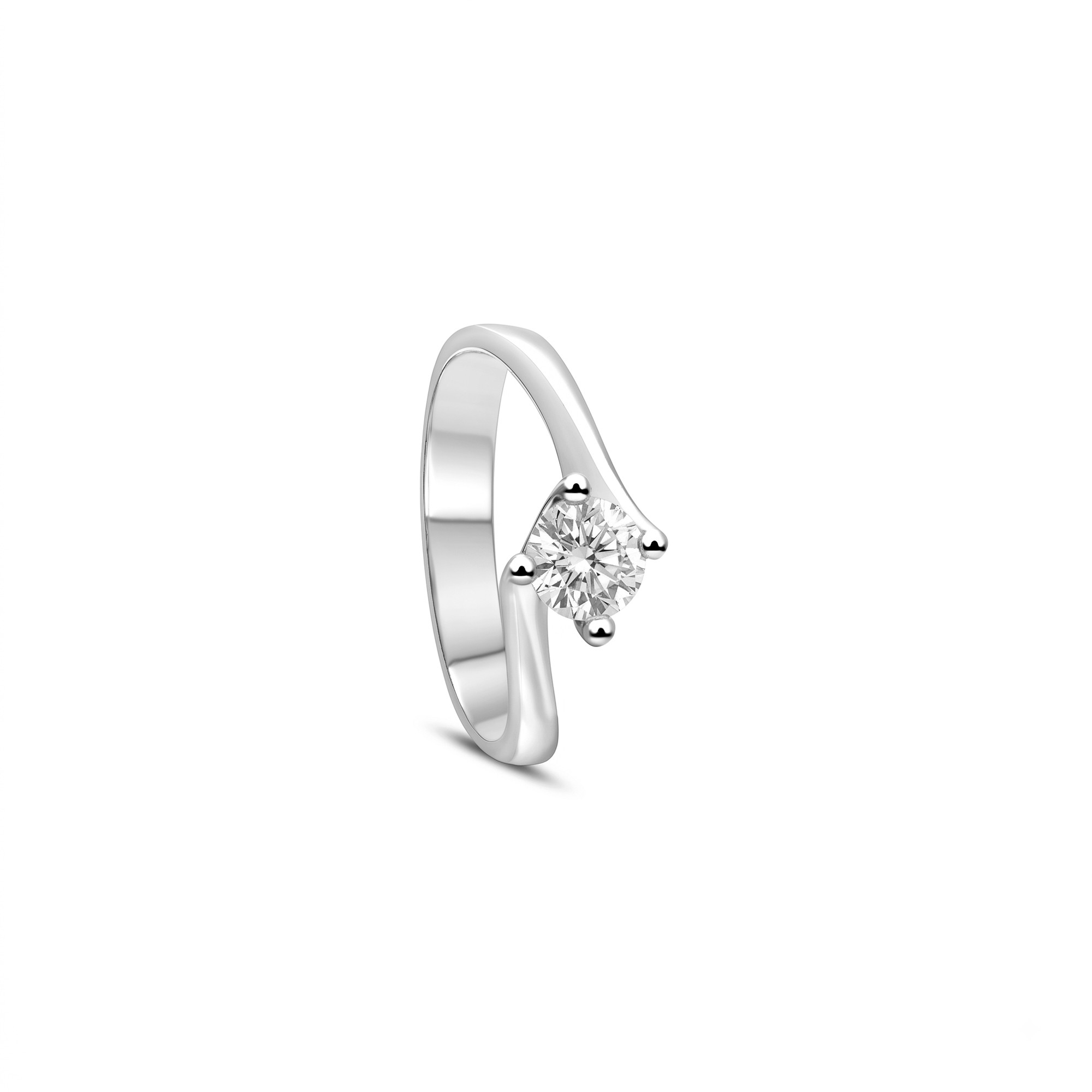 White gold solitaire ring with 0.5 ct diamonds size 14 Alfieri & St. John - ALFIERI & ST. JOHN