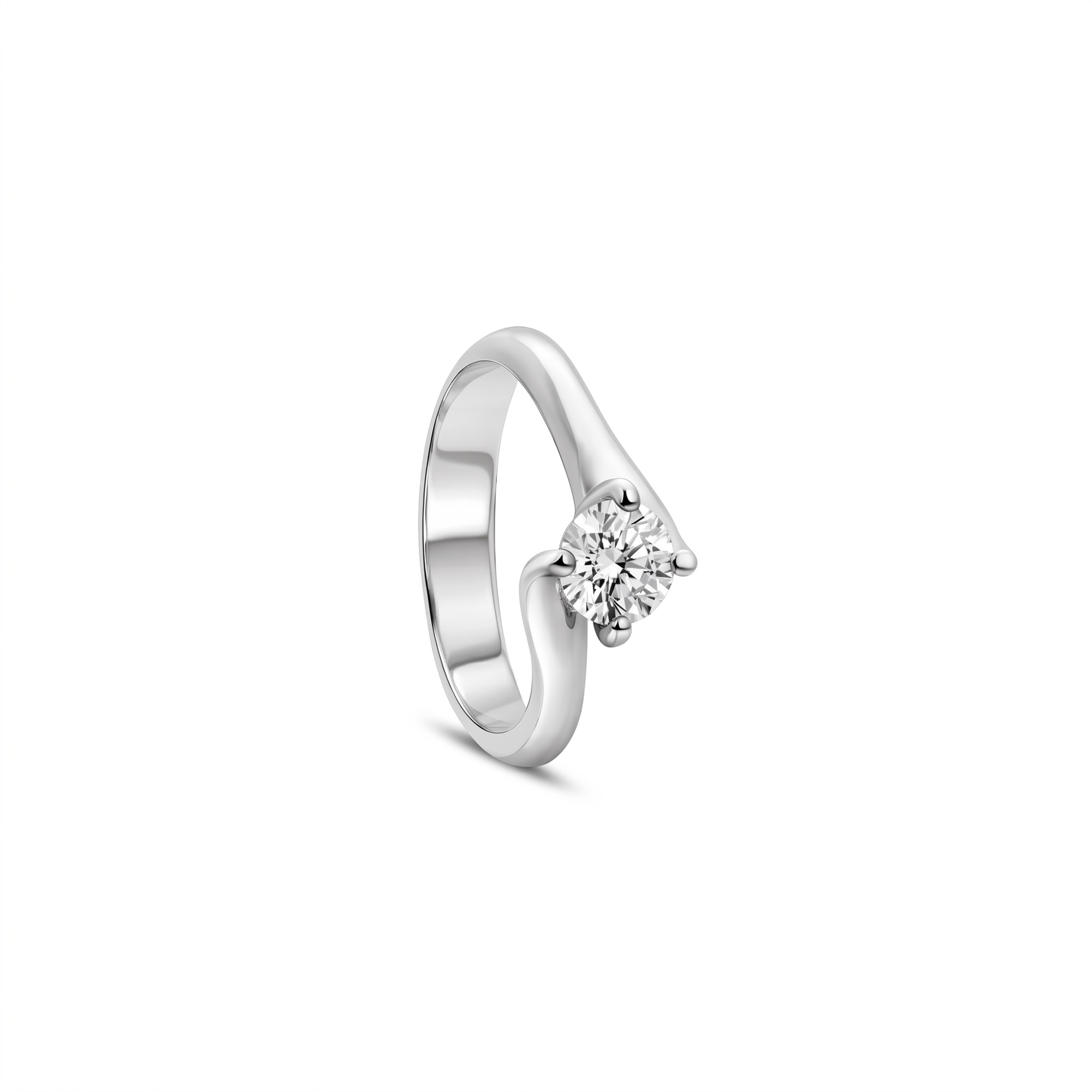 White gold solitaire ring with 0.61 ct diamond size 13 Alfieri & St. John - ALFIERI & ST. JOHN