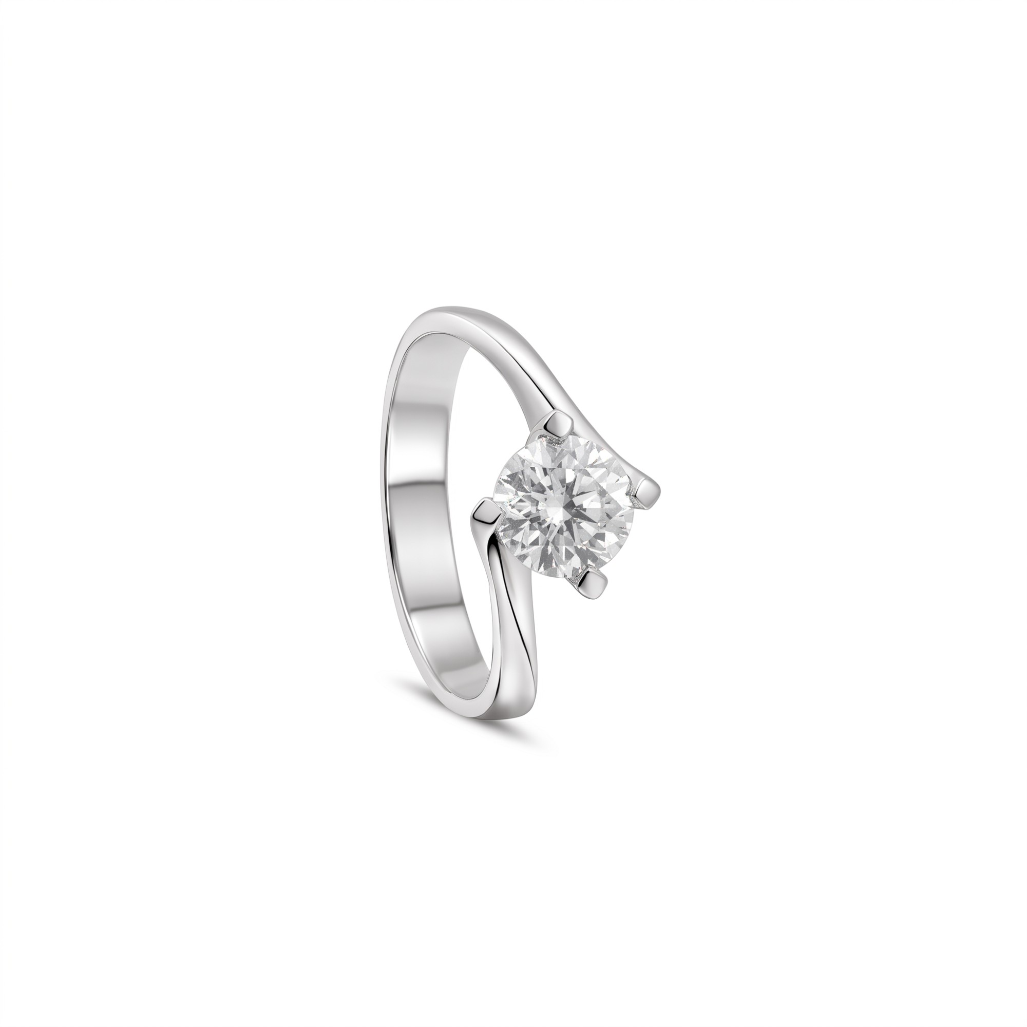 White gold solitaire ring with 0.86 ct diamond size 14 Alfieri & St. John - ALFIERI & ST. JOHN