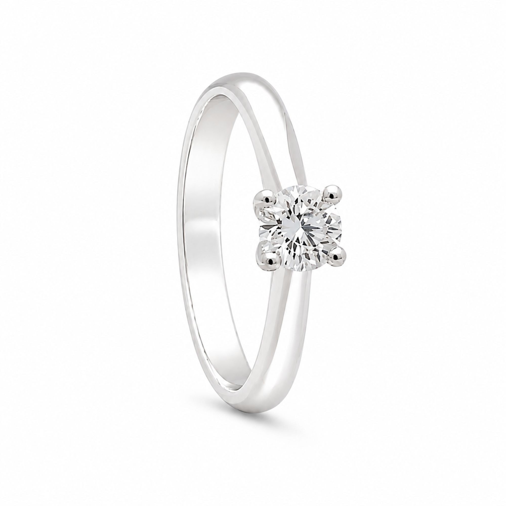 White gold solitaire ring with 0.41 ct diamond size 13 Alfieri & St. John - ALFIERI & ST. JOHN