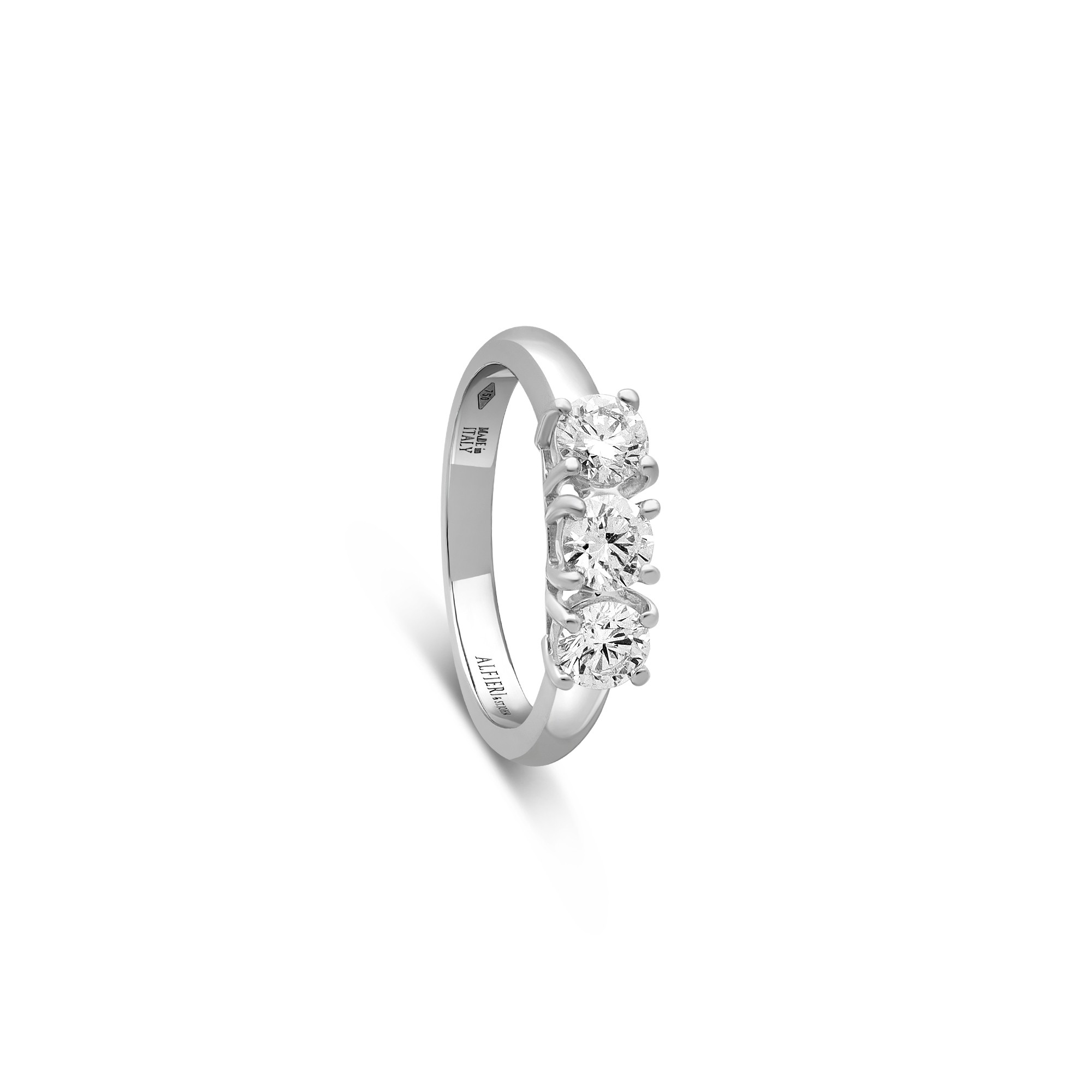 Trilogy ring in white gold with 0.91 ct diamonds size 15 Alfieri & St. John - ALFIERI & ST. JOHN