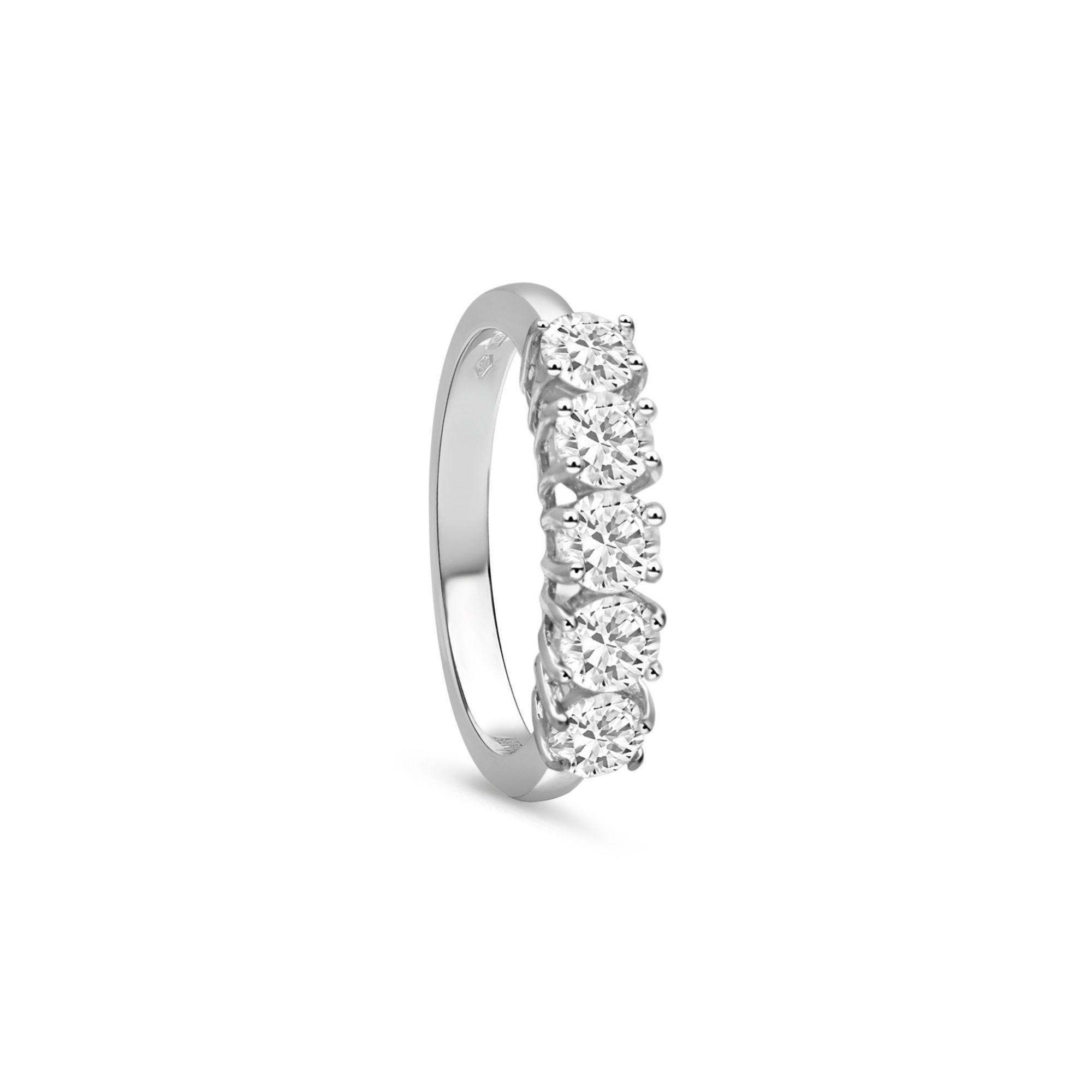 5 stones band ring in white gold with 1.11 ct diamonds size 14 Alfieri & St. John - ALFIERI & ST. JOHN