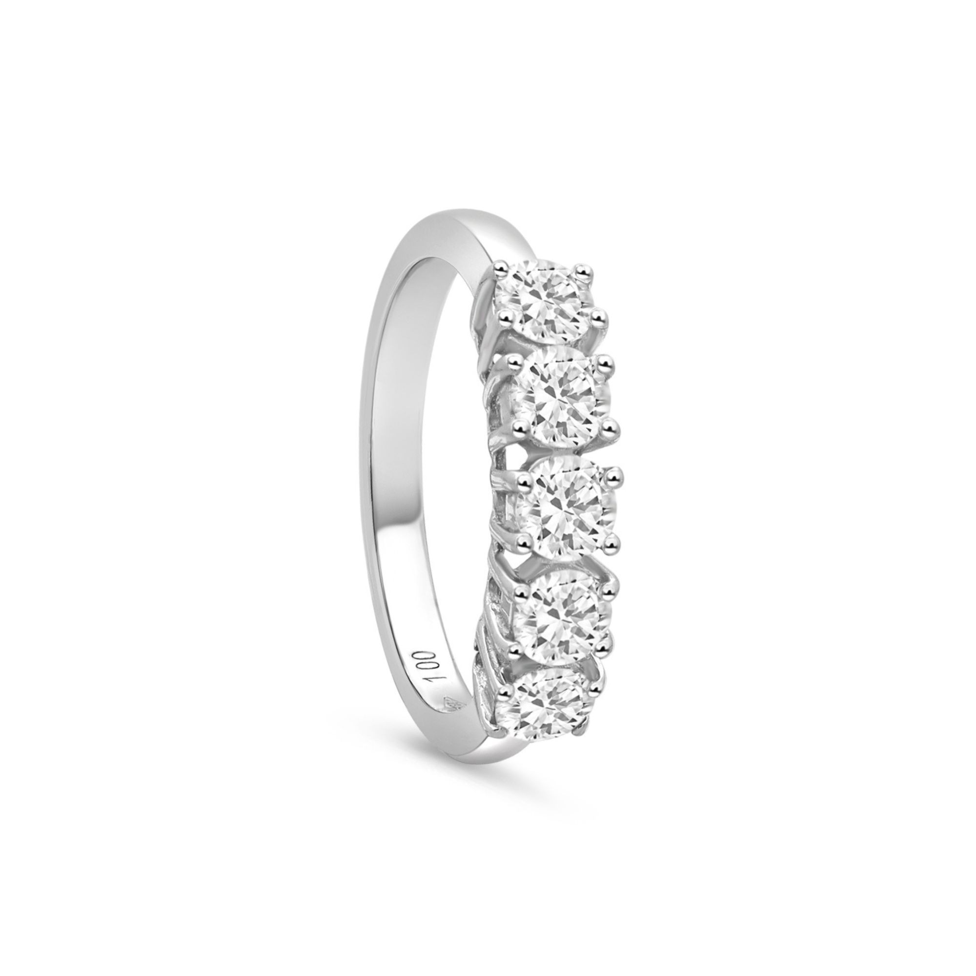 Five-diamond band ring in white gold size 14 Alfieri & St. John - ALFIERI & ST. JOHN