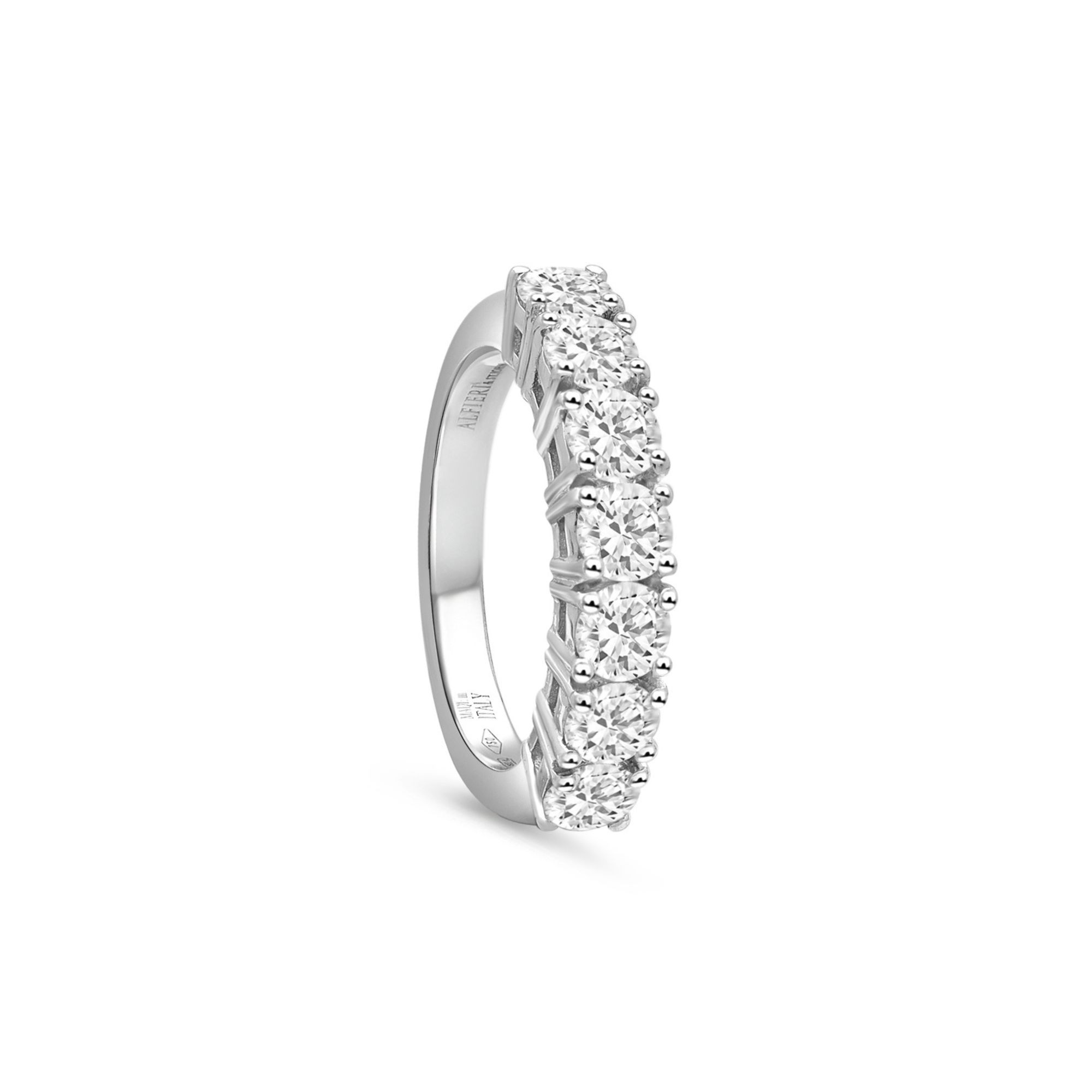 Seven-diamond band ring in white gold size 15 Alfieri & St. John - ALFIERI & ST. JOHN
