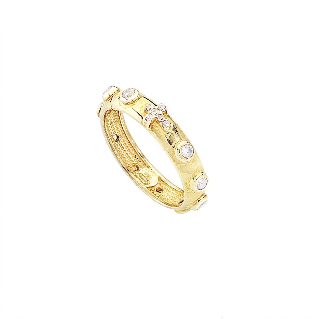 Silver ring with Rosarium stones - AMEN