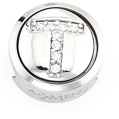 Silver charm with letter T - AMEN